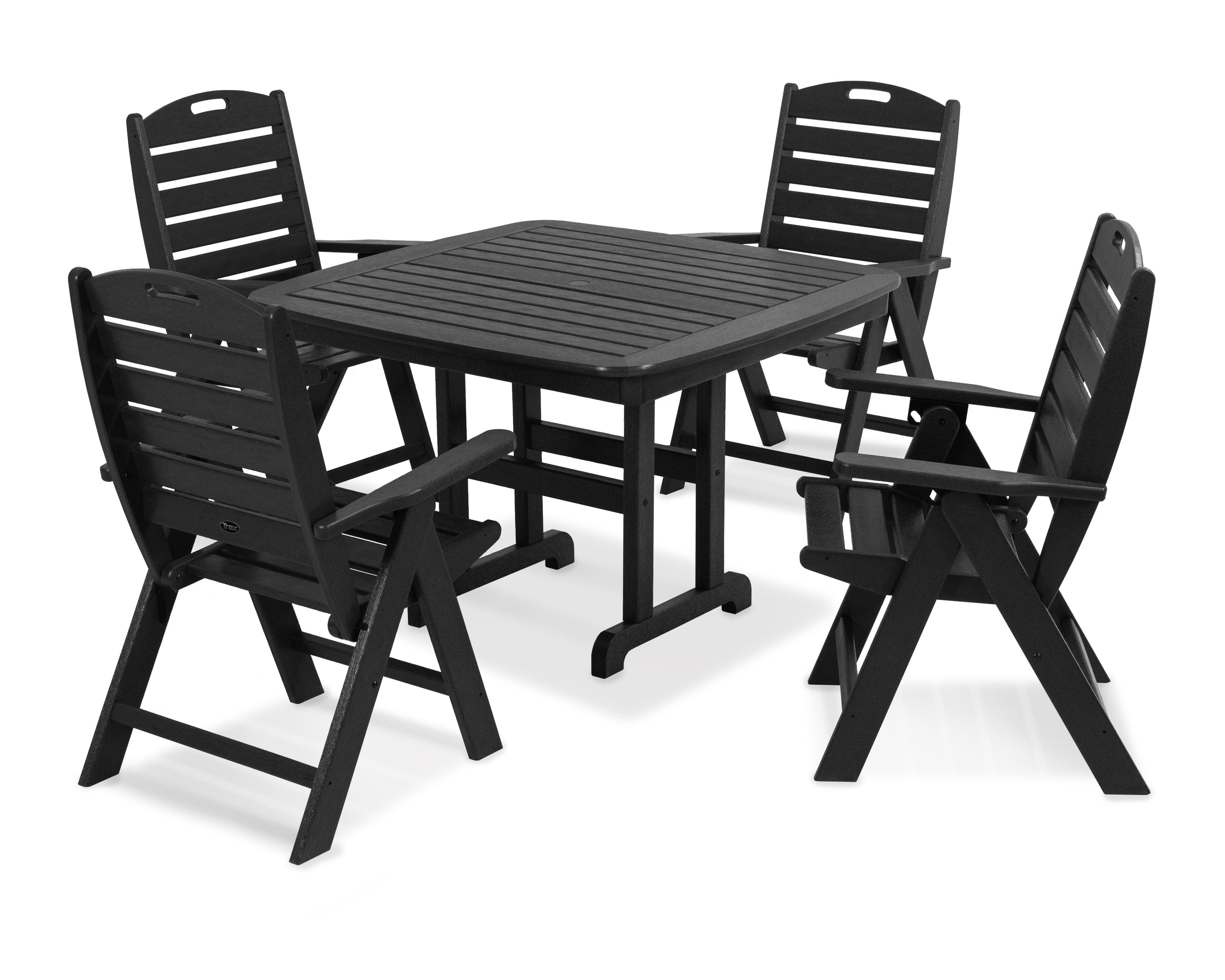 Yacht Club Highback 5-Piece Dining Set in Charcoal Black