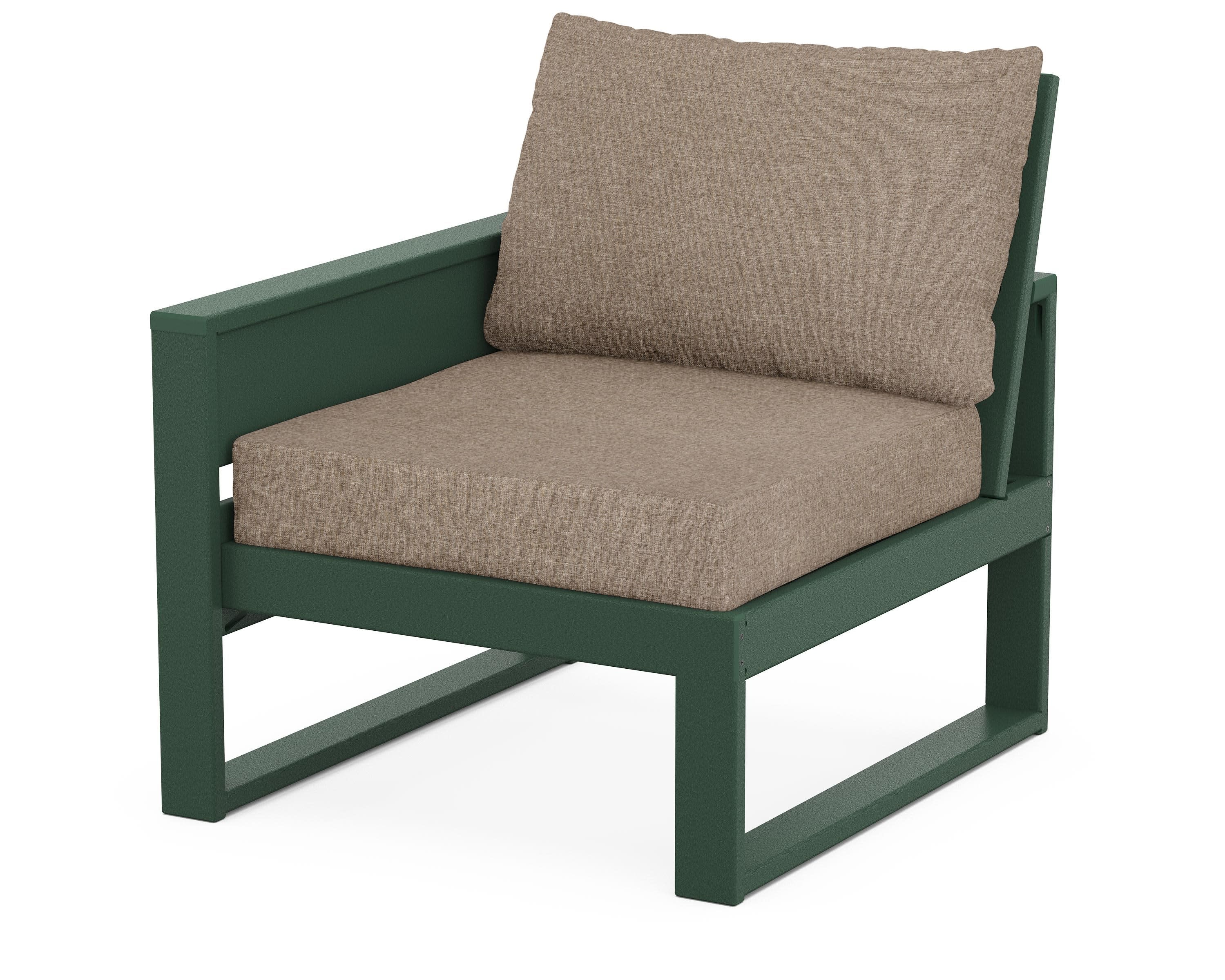 Eastport Modular Left Arm Chair in Rainforest Canopy / Spiced Burlap
