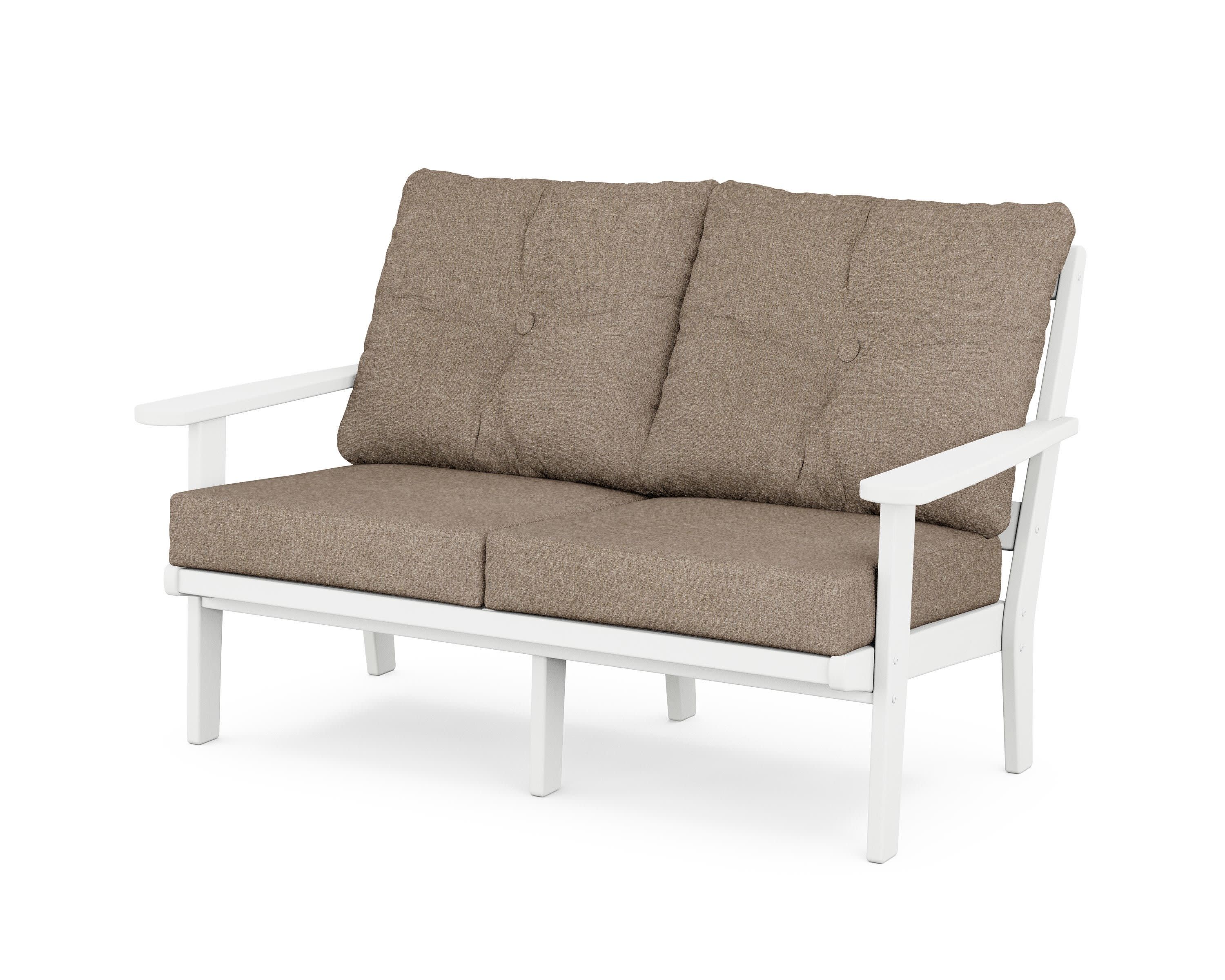 Cape Cod Deep Seating Loveseat in Classic White / Spiced Burlap