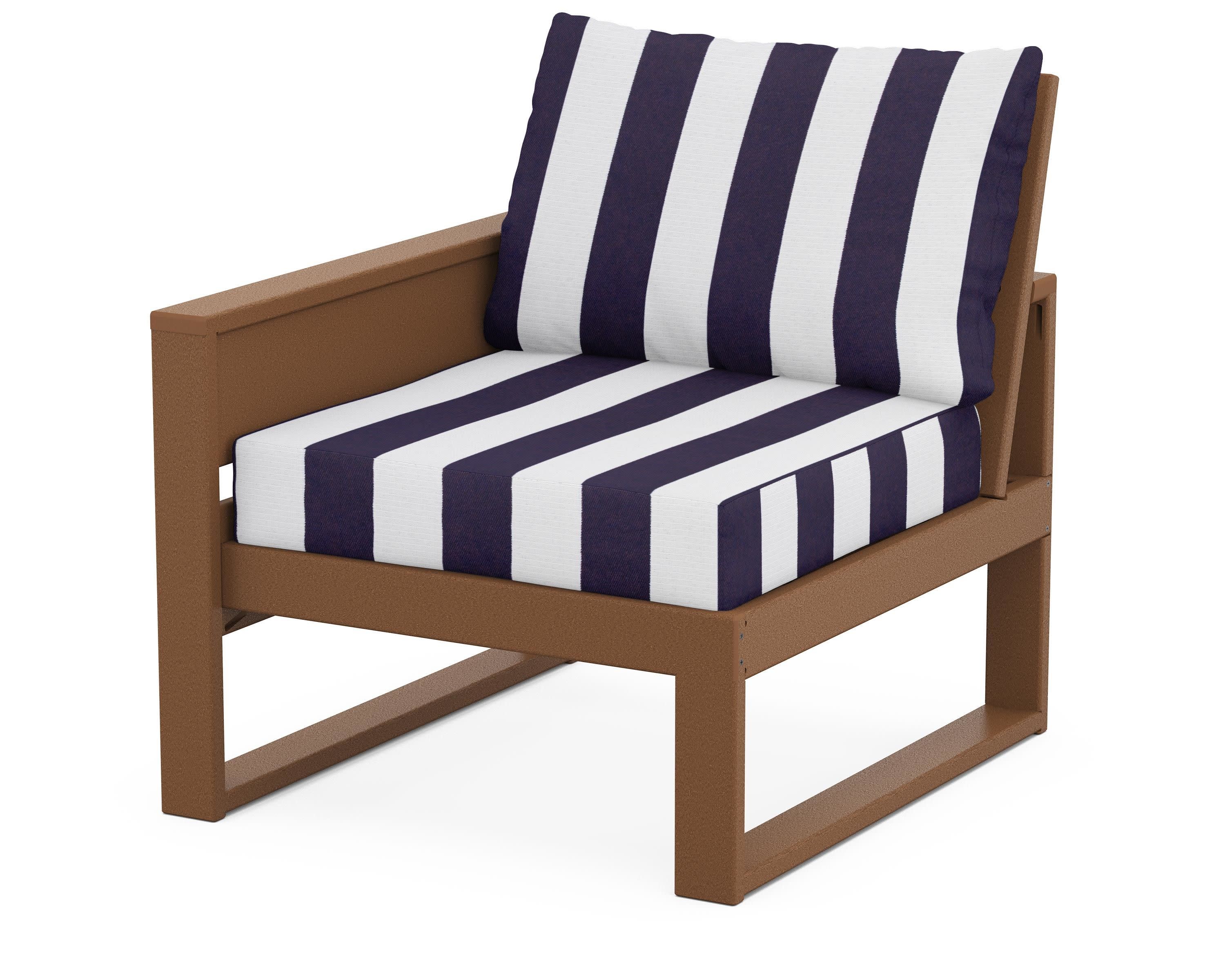 Eastport Modular Left Arm Chair in Tree House / Cabana Stripe Navy