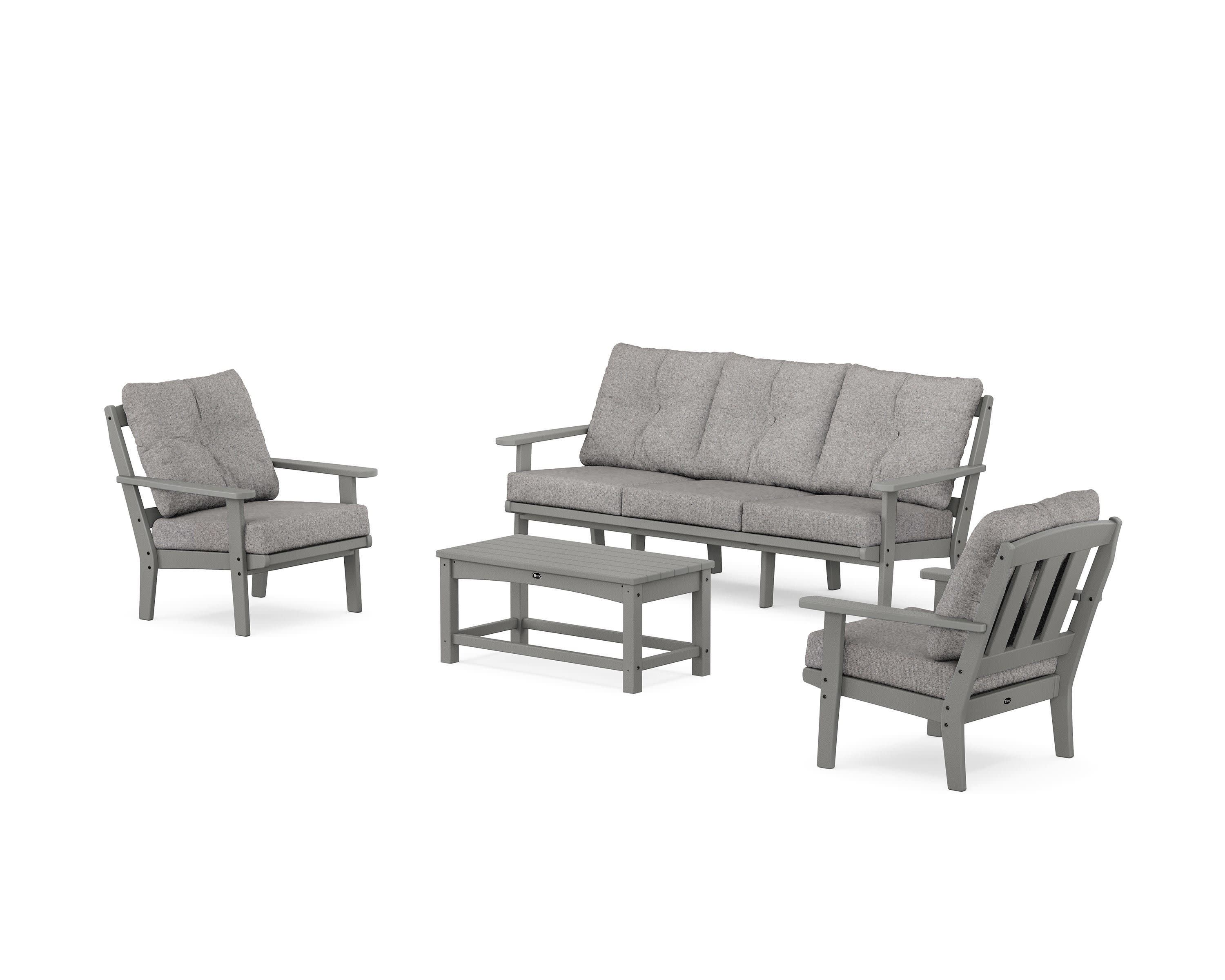 Cape Cod 4-Piece Deep Seating Set with Sofa in Stepping Stone / Grey Mist