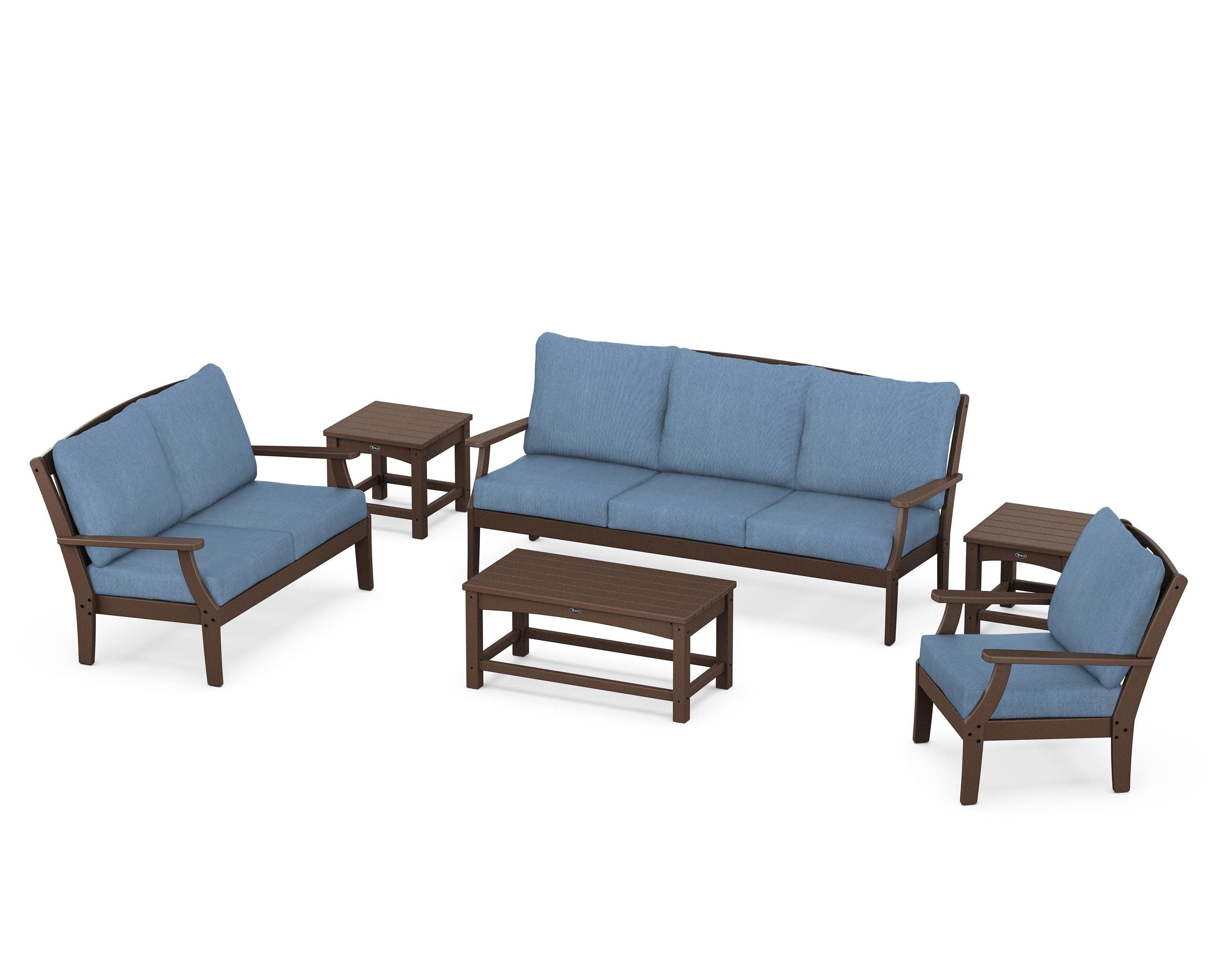 Yacht Club 6-Piece Deep Seating Set in Vintage Lantern / Sky Blue