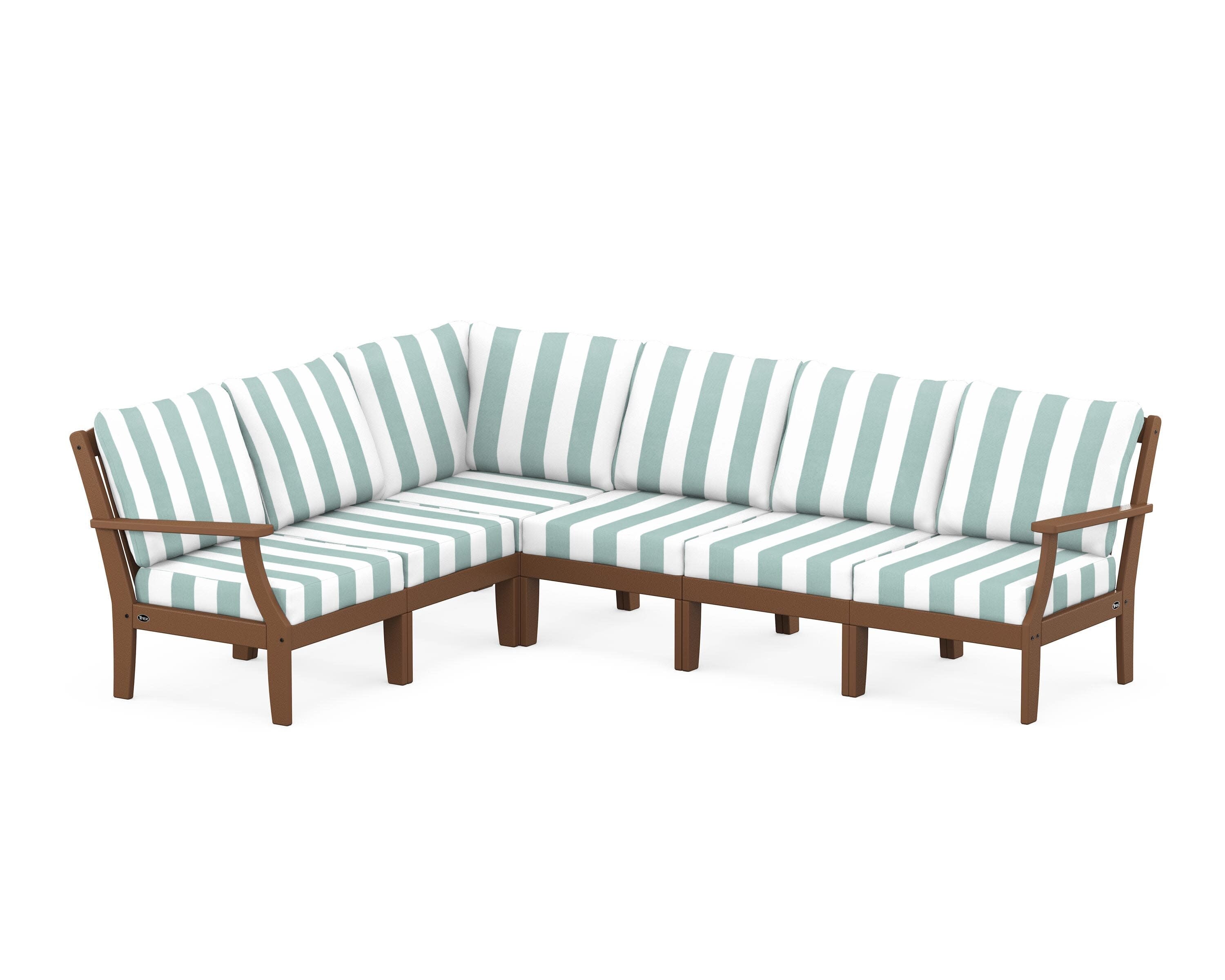Yacht Club Modular 6-Piece Deep Seating Set in Tree House / Cabana Stripe Glacier Spa