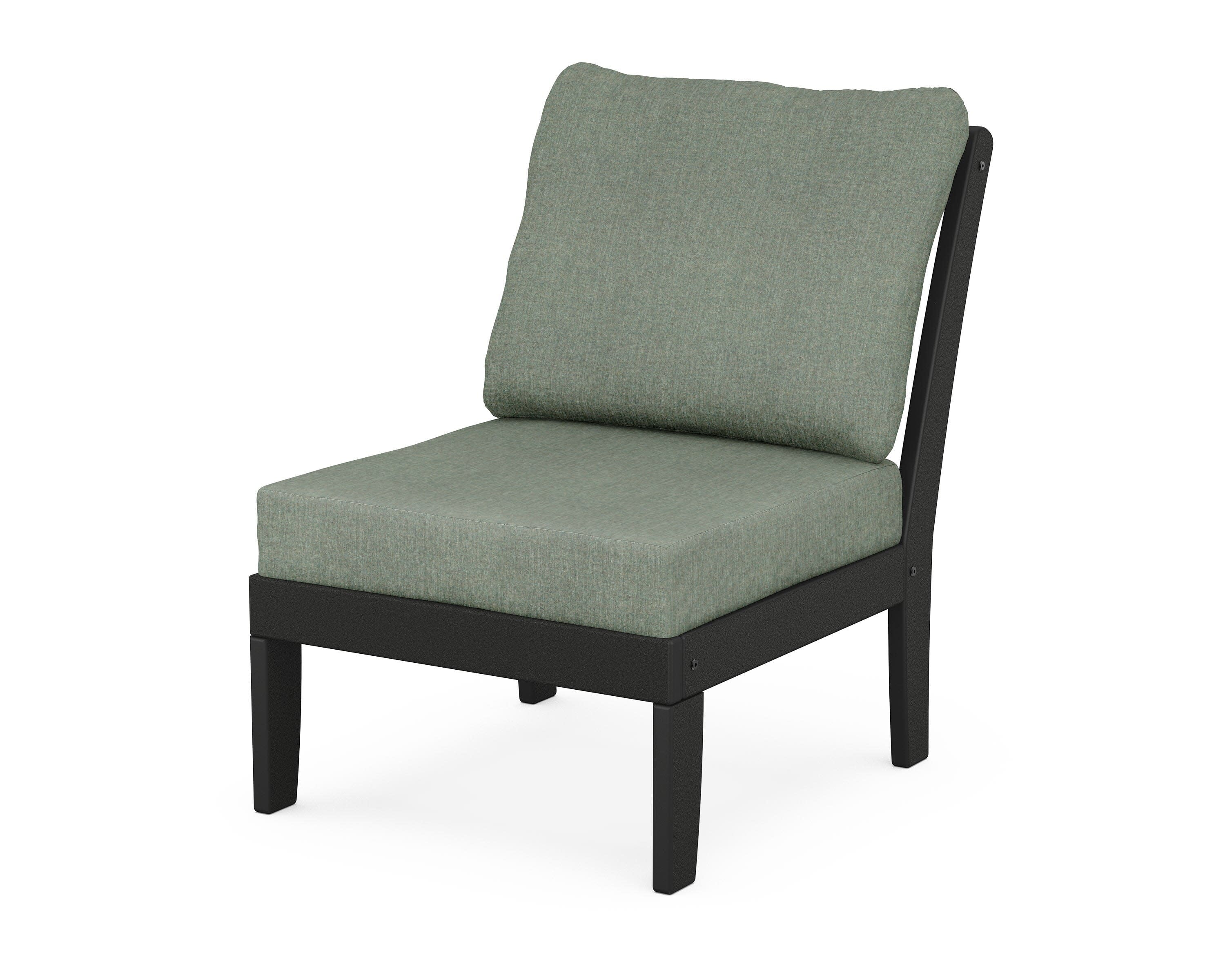 Yacht Club Modular Armless Chair in Charcoal Black / Cast Sage