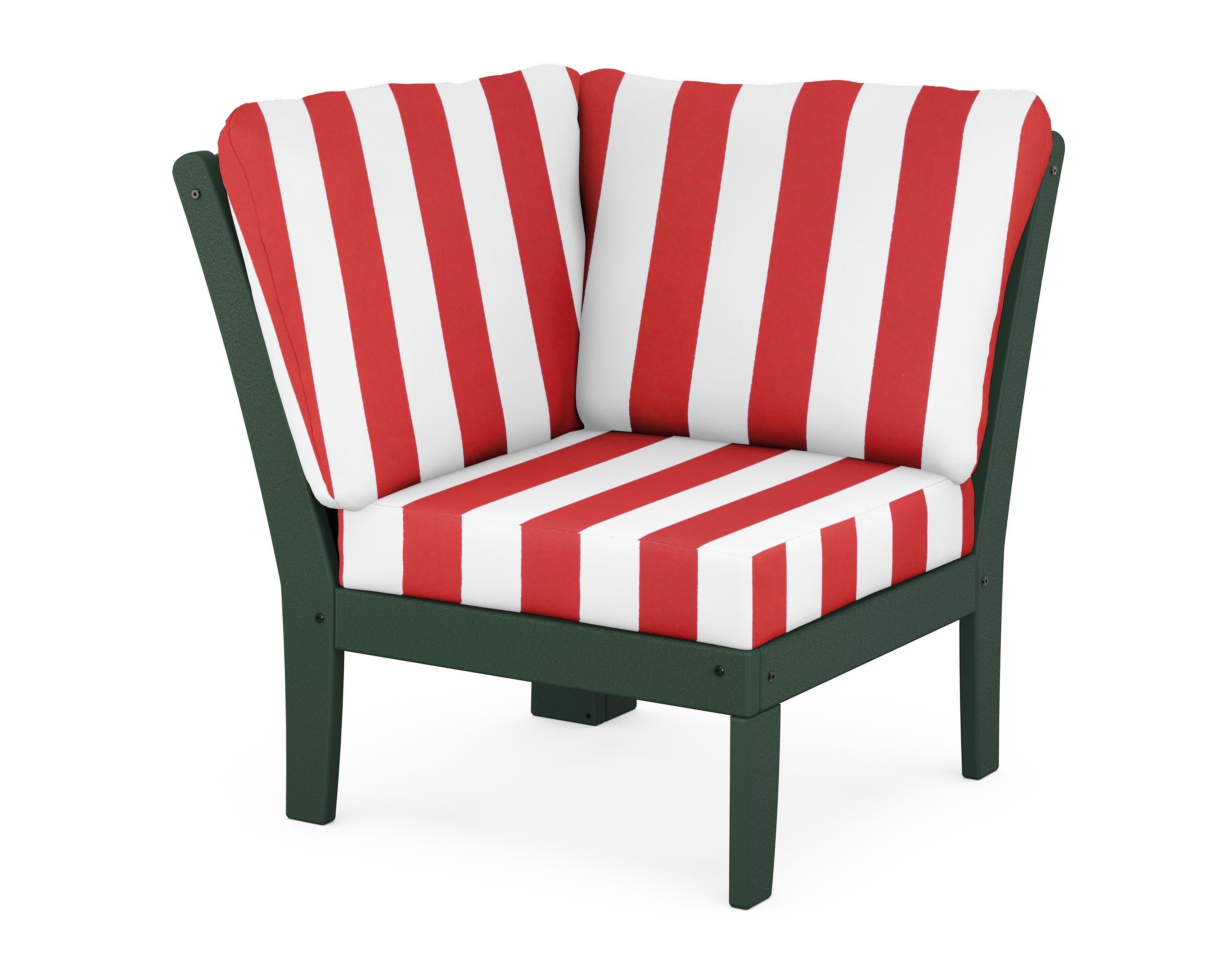 Yacht Club Modular Corner Chair in Rainforest Canopy / Cabana Stripe Crimson