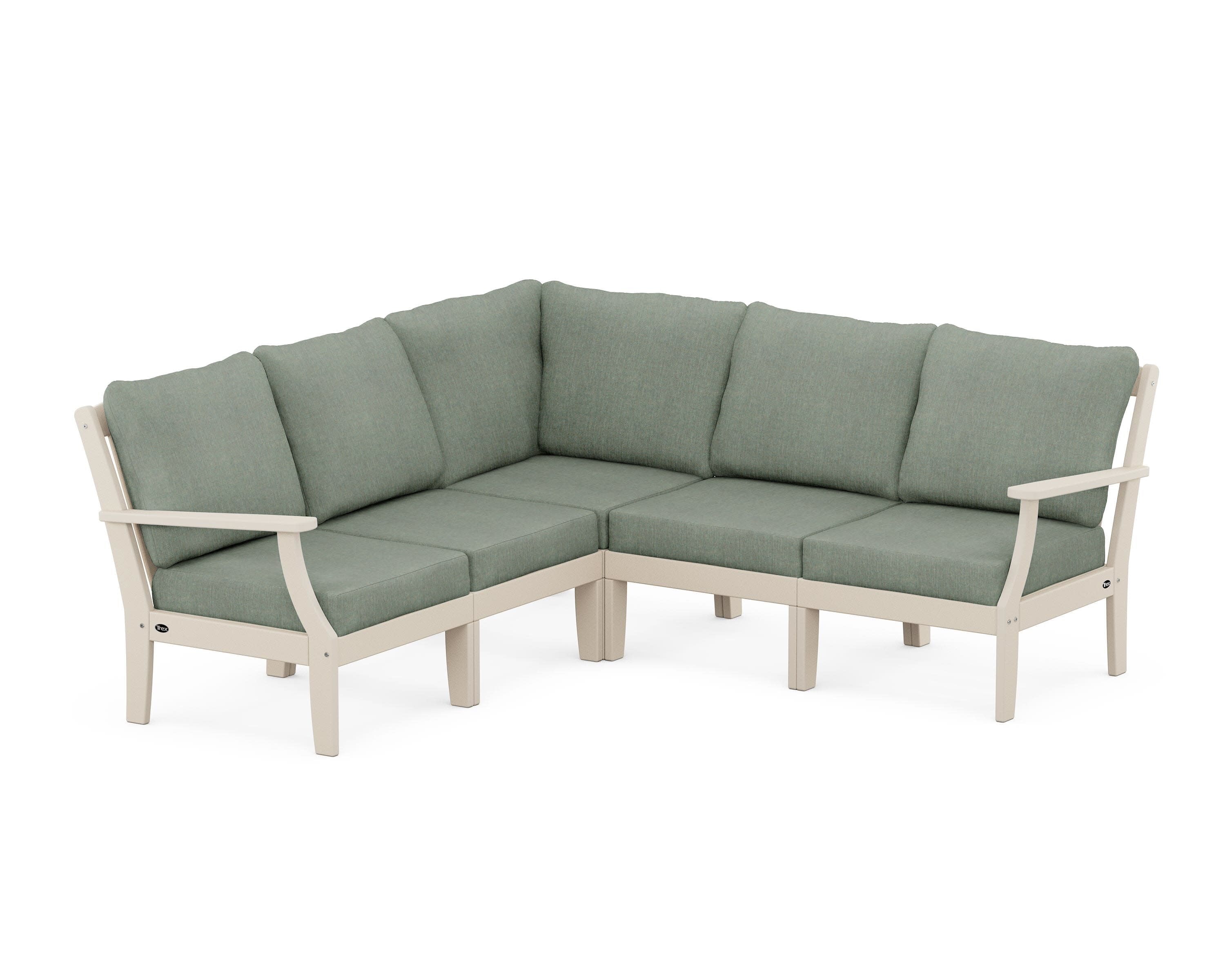 Yacht Club Modular 5-Piece Deep Seating Set in Sand Castle / Cast Sage