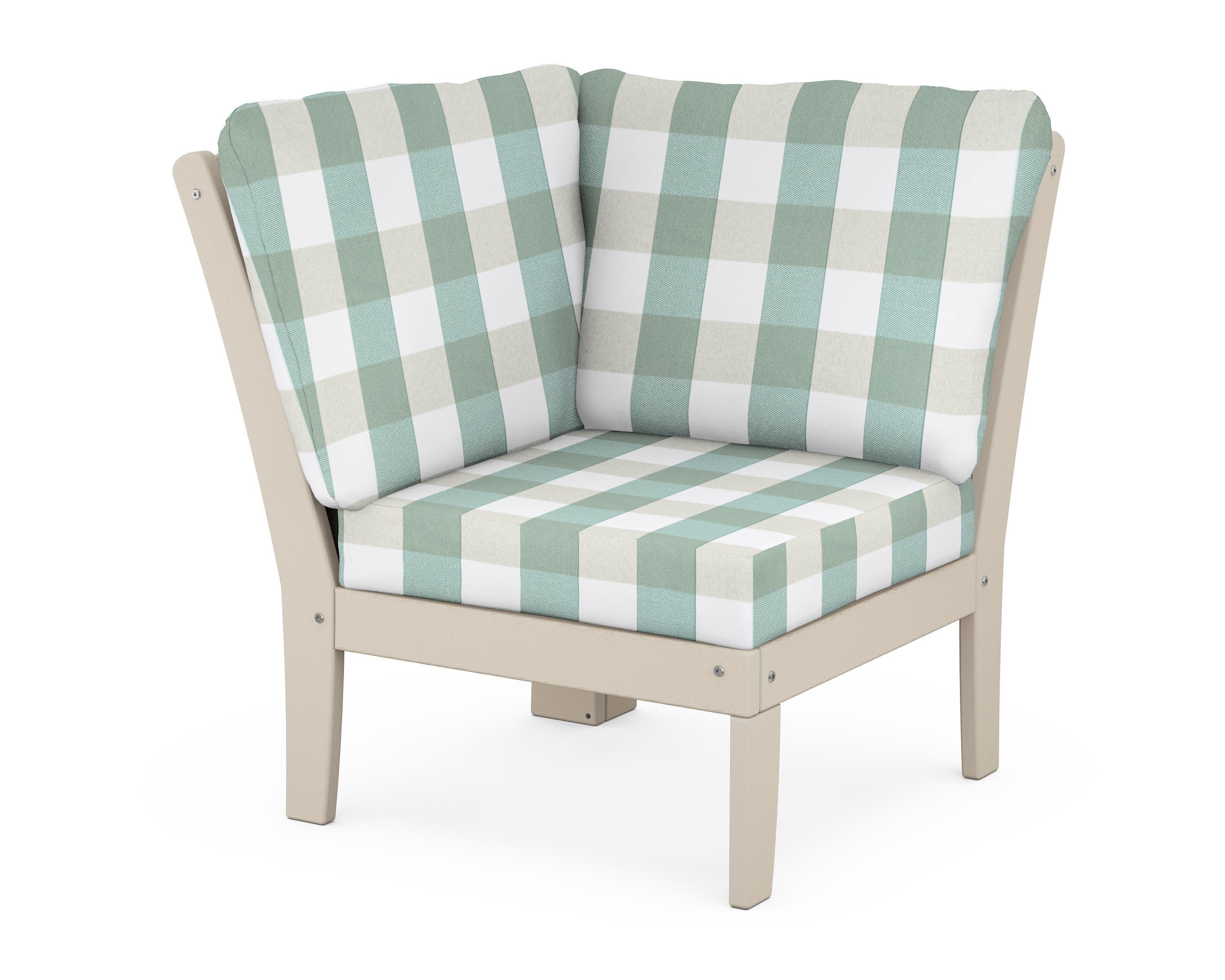 Yacht Club Modular Corner Chair in Sand Castle / Buffalo Plaid Glacier Spa