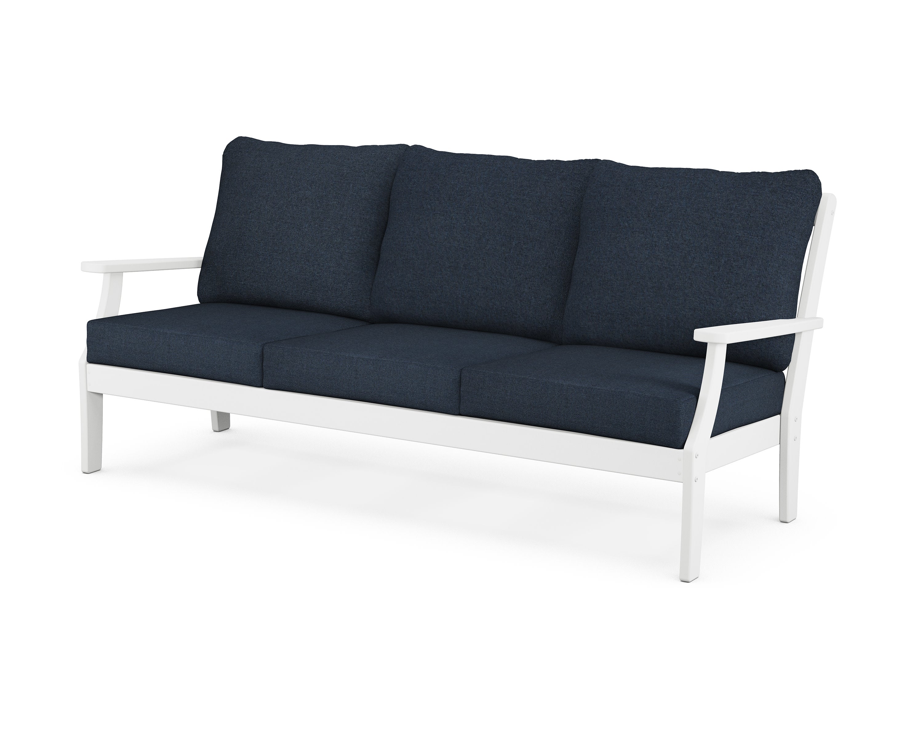 Yacht Club Deep Seating Sofa in Classic White / Marine Indigo