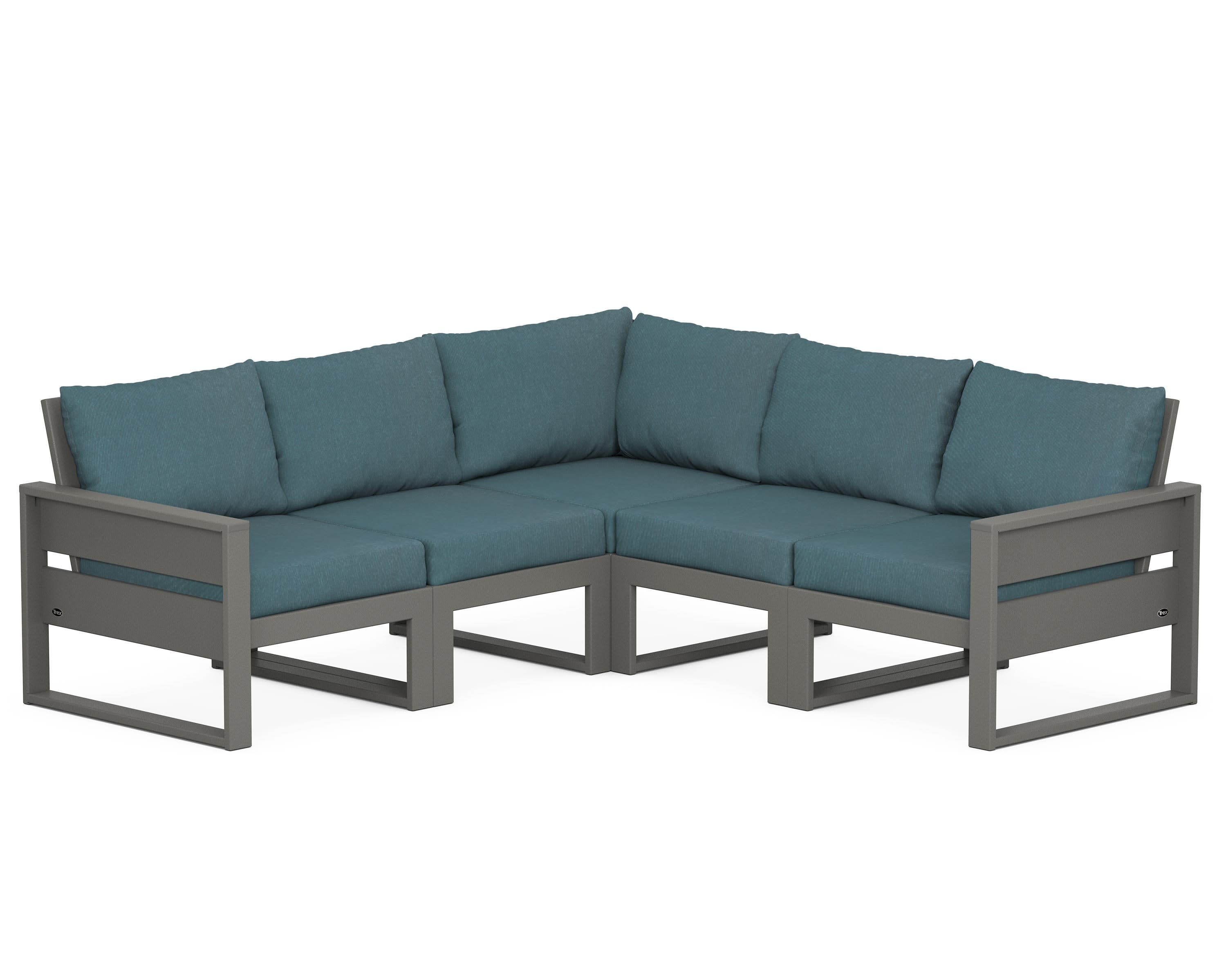 Eastport 5-Piece Sectional in Stepping Stone / Ocean Teal