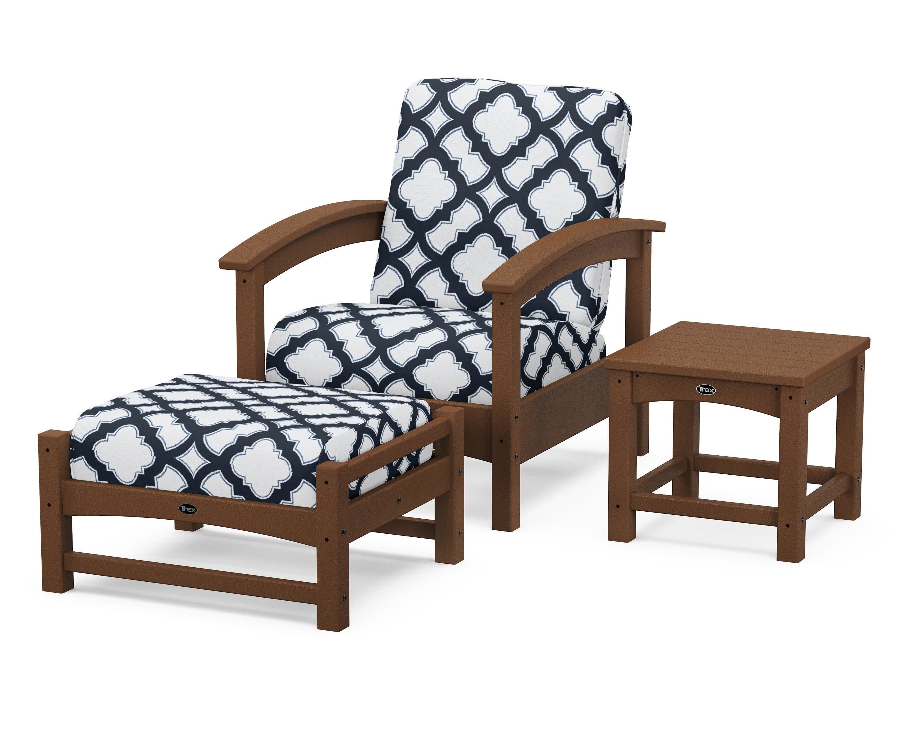 Rockport 3-Piece Deep Seating Set in Tree House / Trellis Marine Indigo