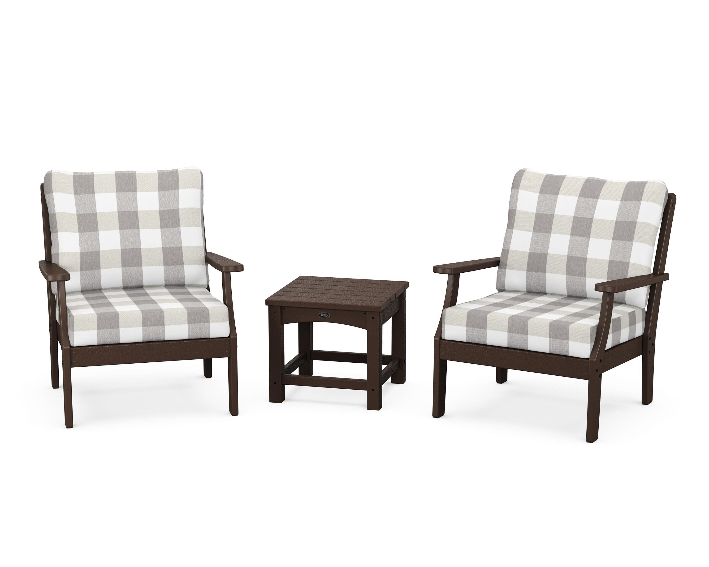 Yacht Club 3-Piece Deep Seating Set in Vintage Lantern / Buffalo Plaid Grey Mist