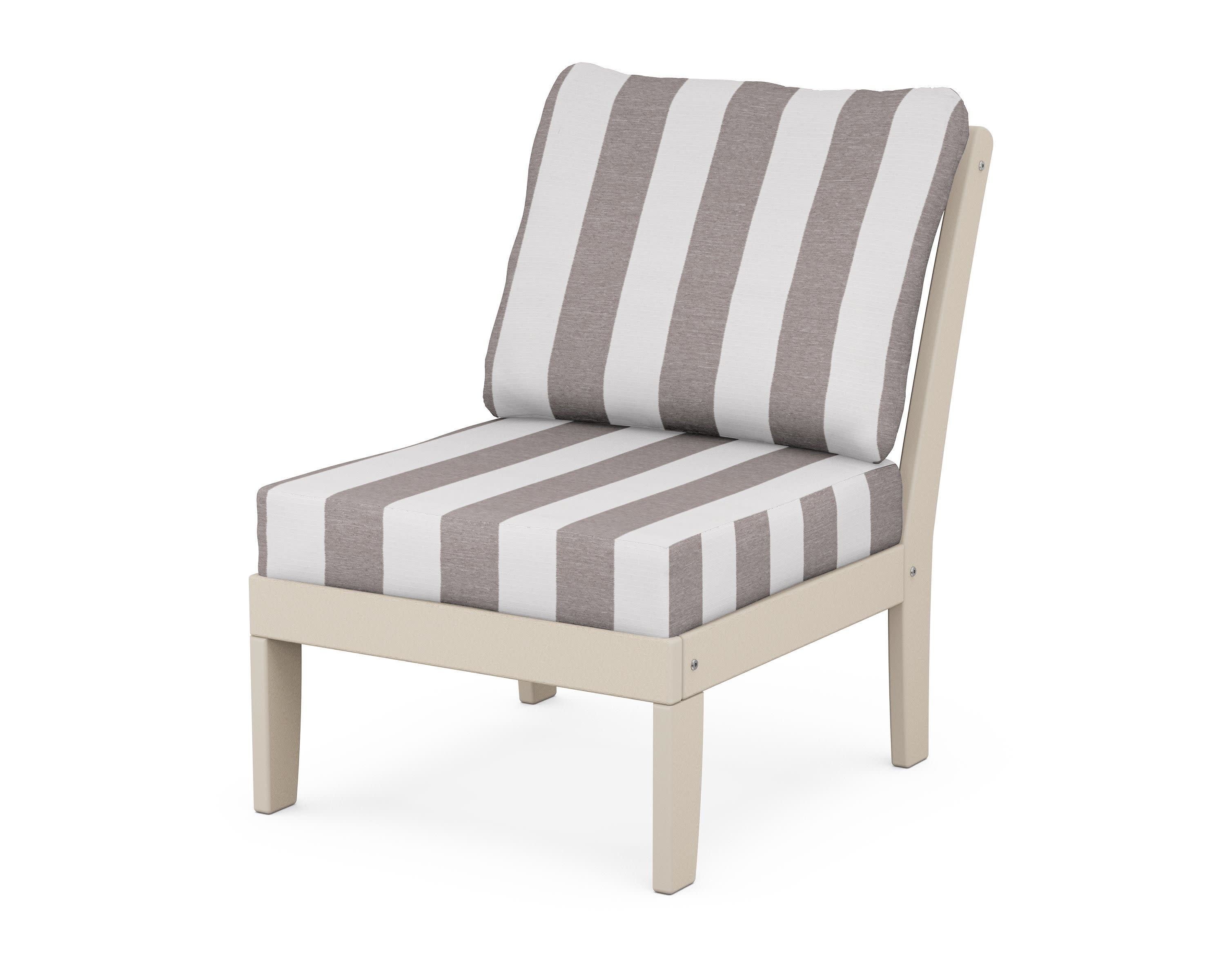 Yacht Club Modular Armless Chair in Sand Castle / Cabana Stripe Grey Mist