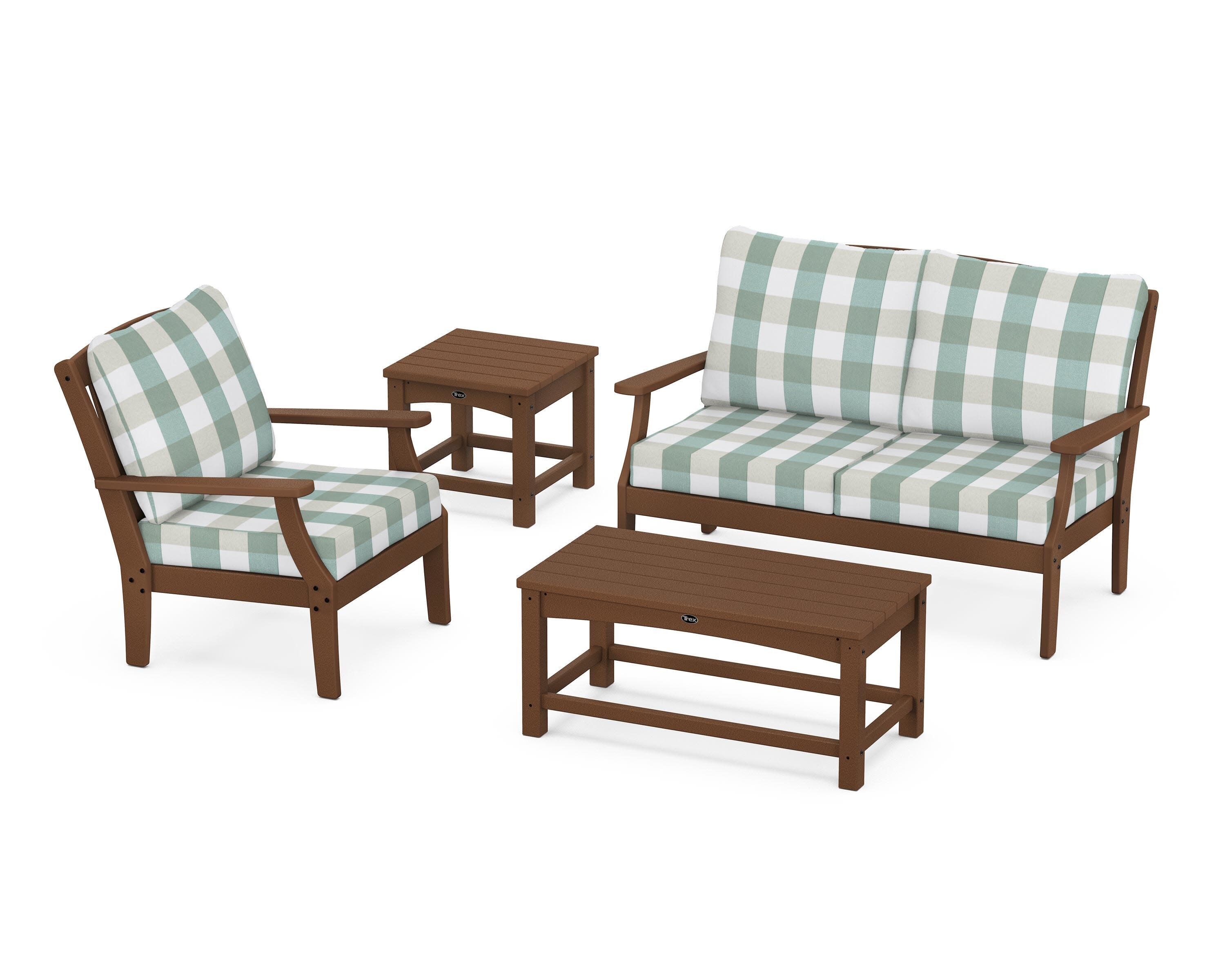 Yacht Club 4-Piece Deep Seating Set in Tree House / Buffalo Plaid Glacier Spa