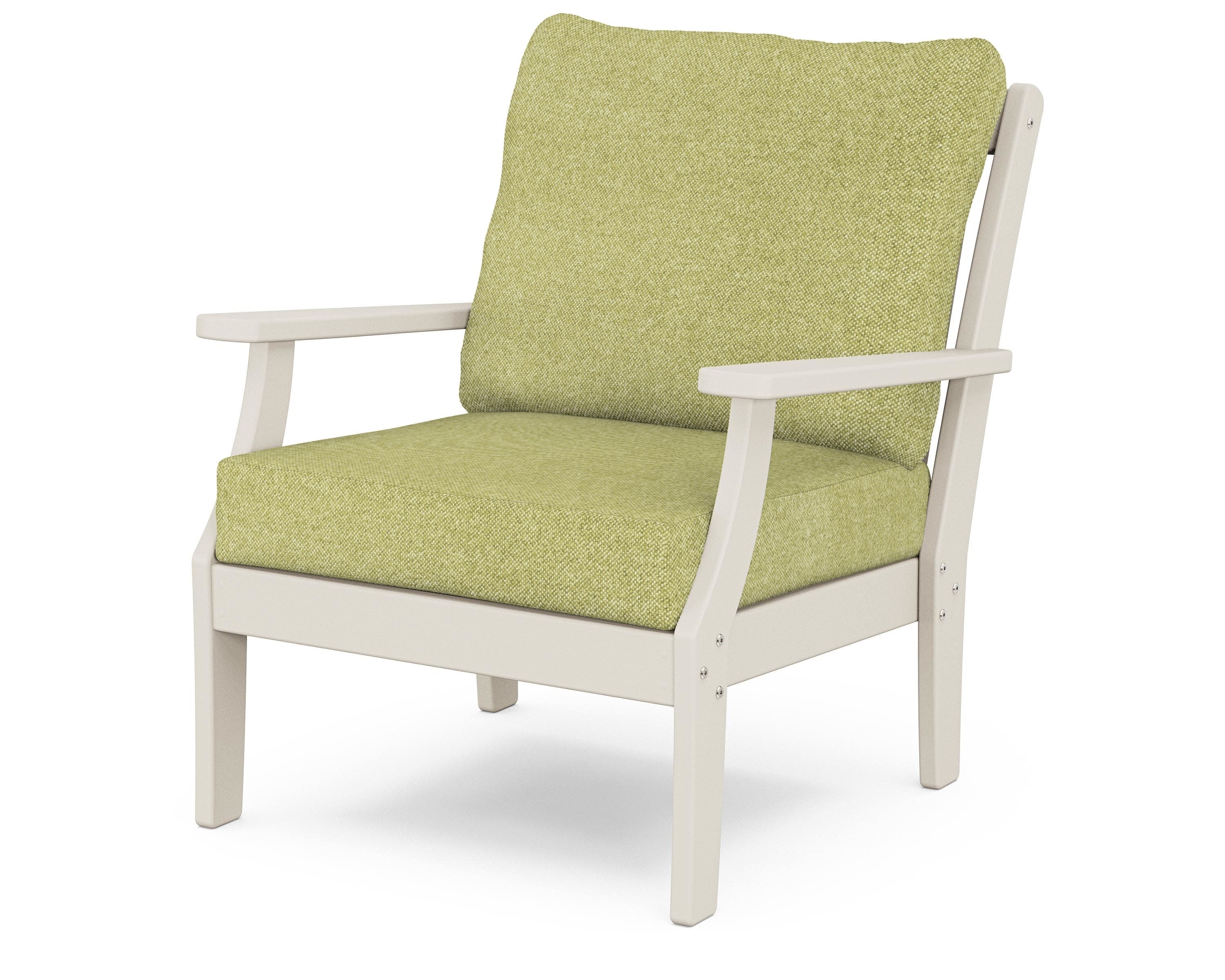 Yacht Club Deep Seating Chair in Sand Castle / Chartreuse Boucle