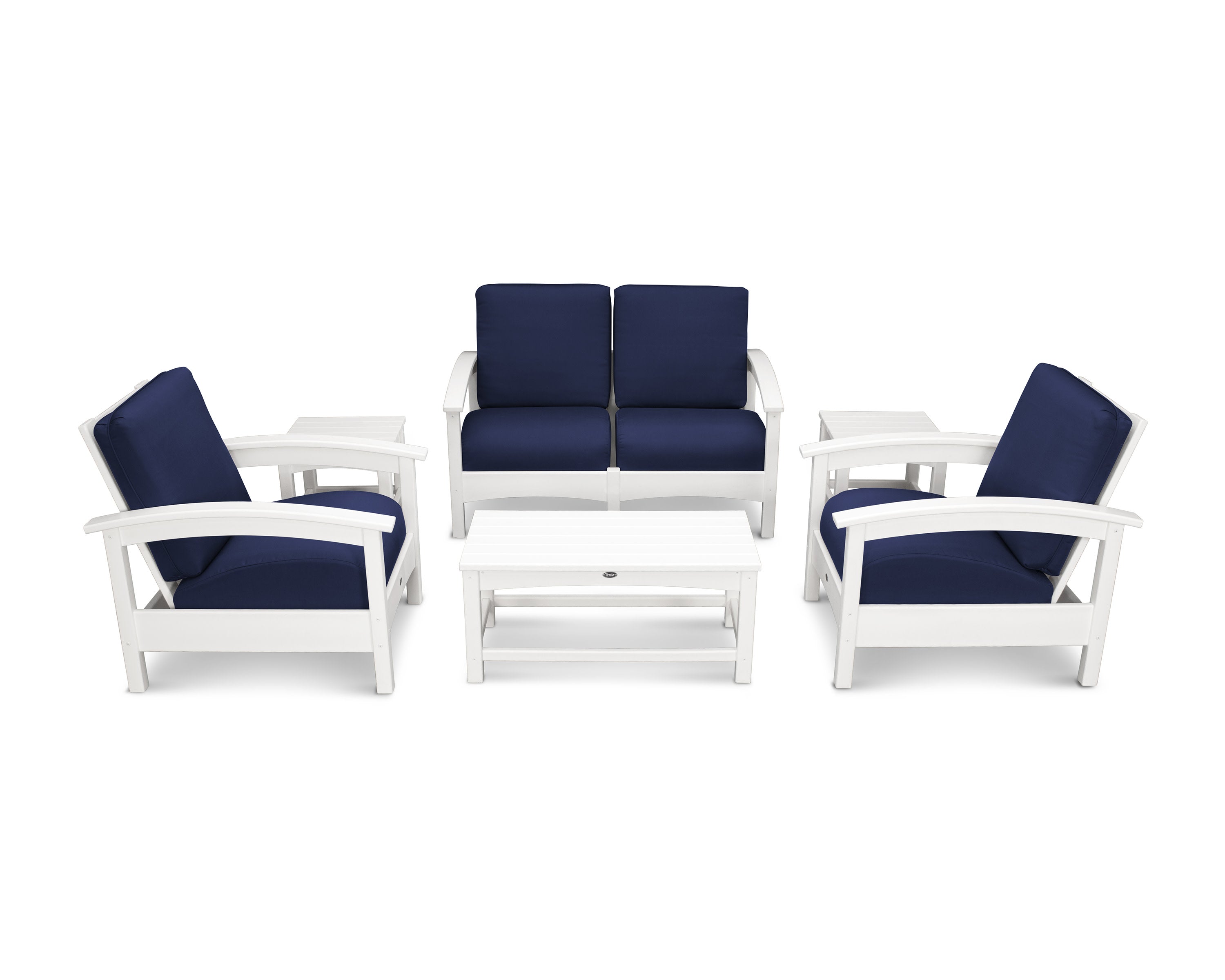 Rockport Club 6-Piece Deep Seating Conversation Set in Classic White / Navy