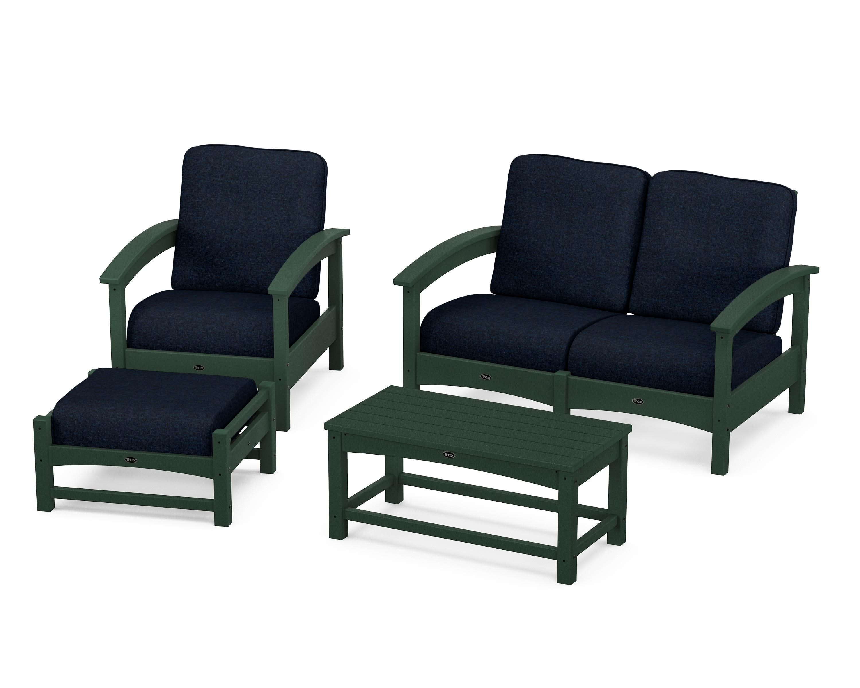 Rockport 4-Piece Deep Seating Conversation Group in Rainforest Canopy / Marine Indigo