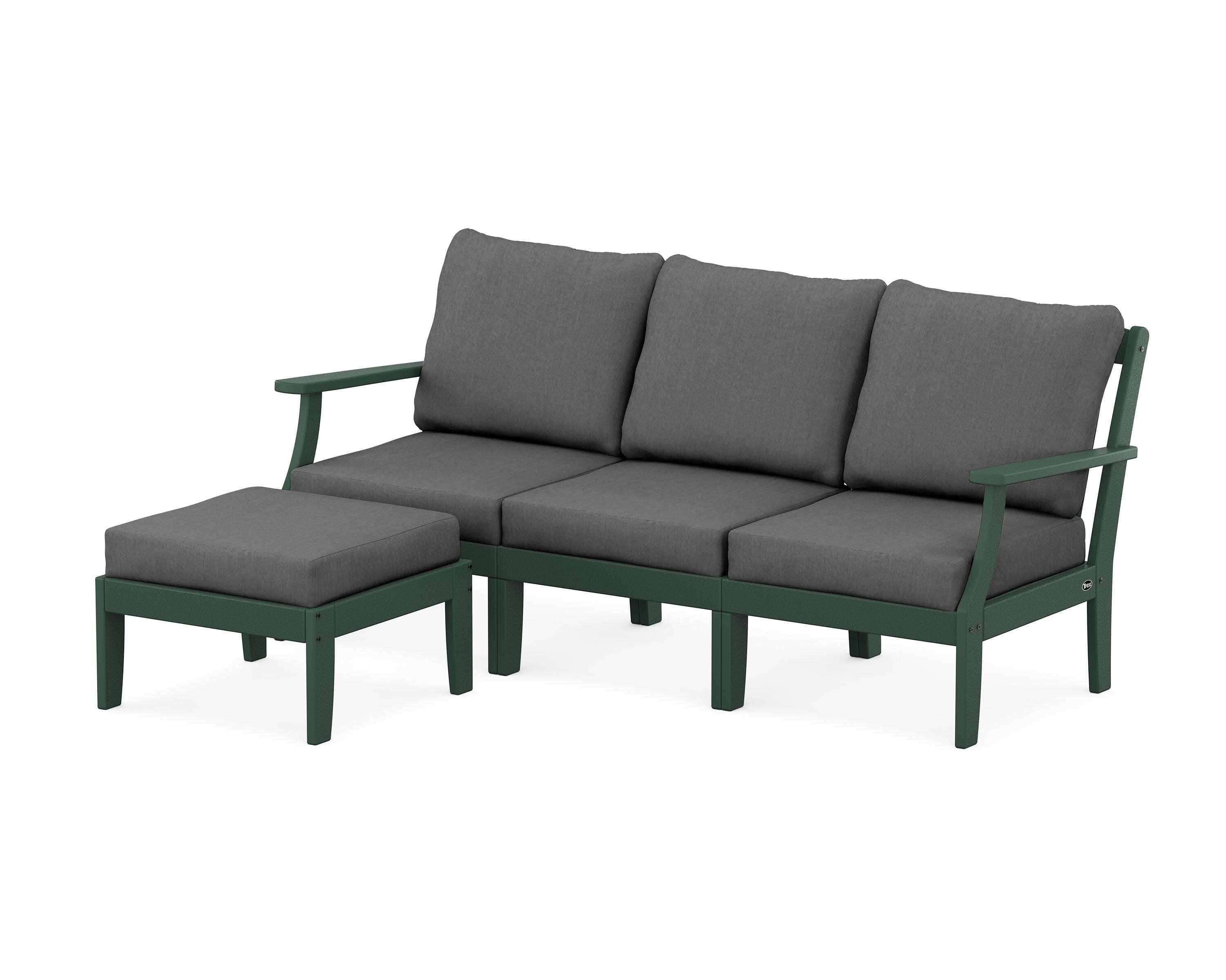 Yacht Club Modular 4-Piece Deep Seating Set with Ottoman in Rainforest Canopy / Spectrum Carbon