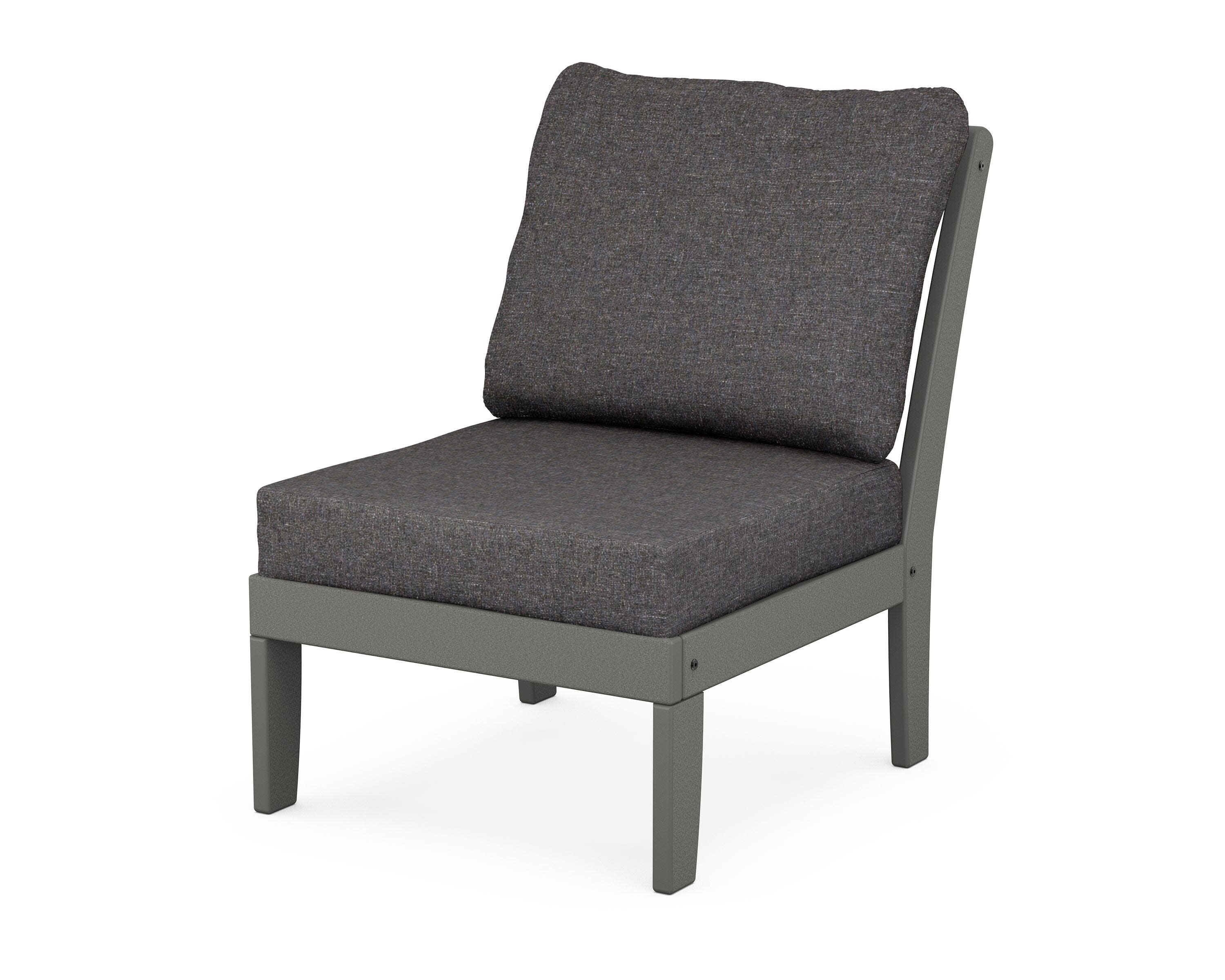 Yacht Club Modular Armless Chair in Stepping Stone / Ash Charcoal