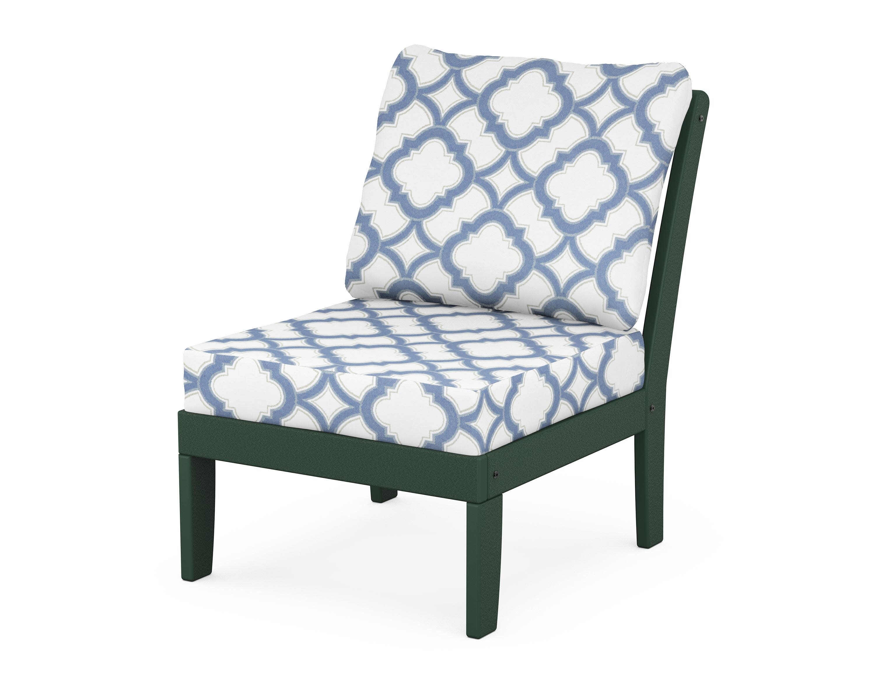 Yacht Club Modular Armless Chair in Rainforest Canopy / Trellis Sky Blue