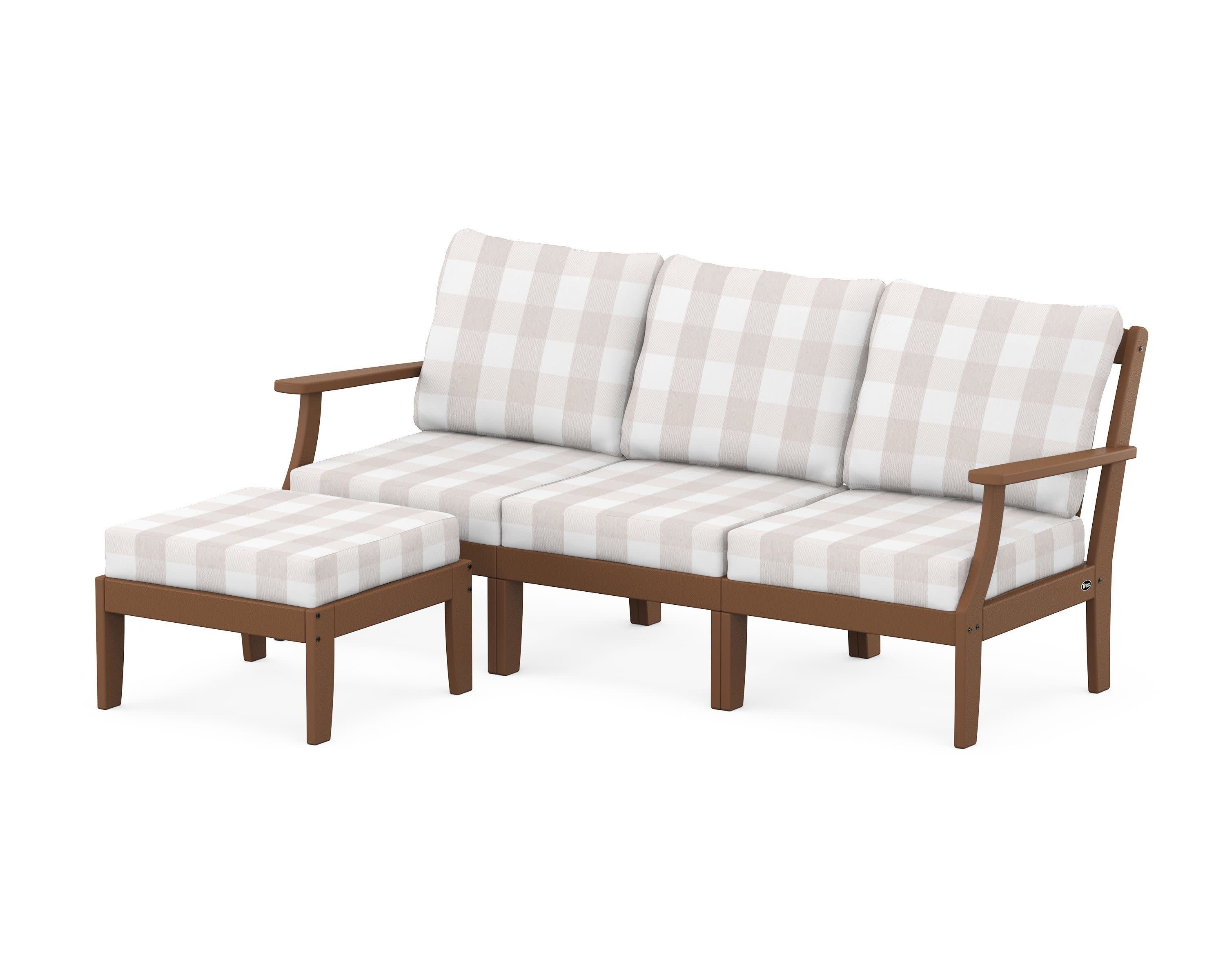 Yacht Club Modular 4-Piece Deep Seating Set with Ottoman in Tree House / Buffalo Plaid Dune Burlap