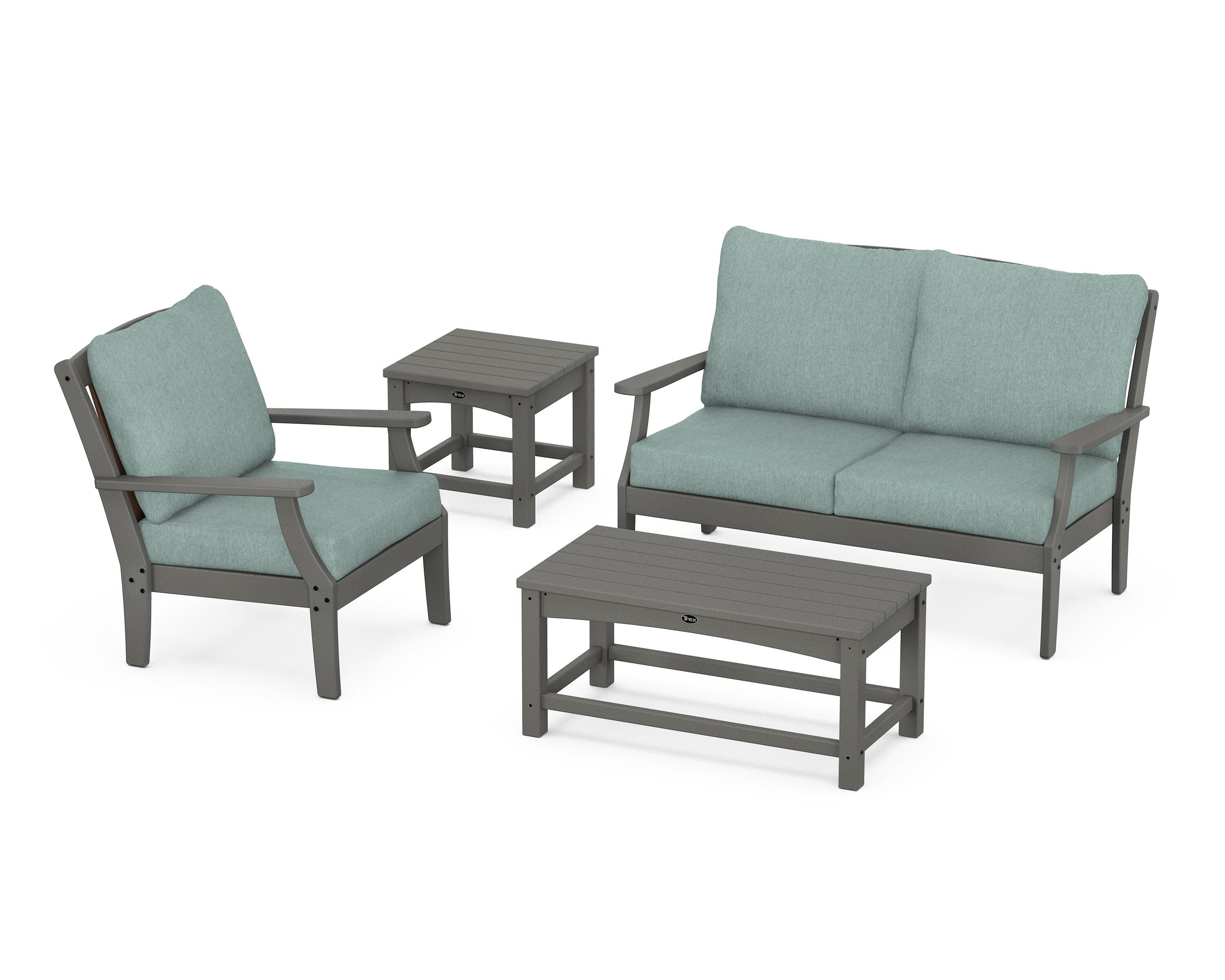 Yacht Club 4-Piece Deep Seating Set in Stepping Stone / Glacier Spa