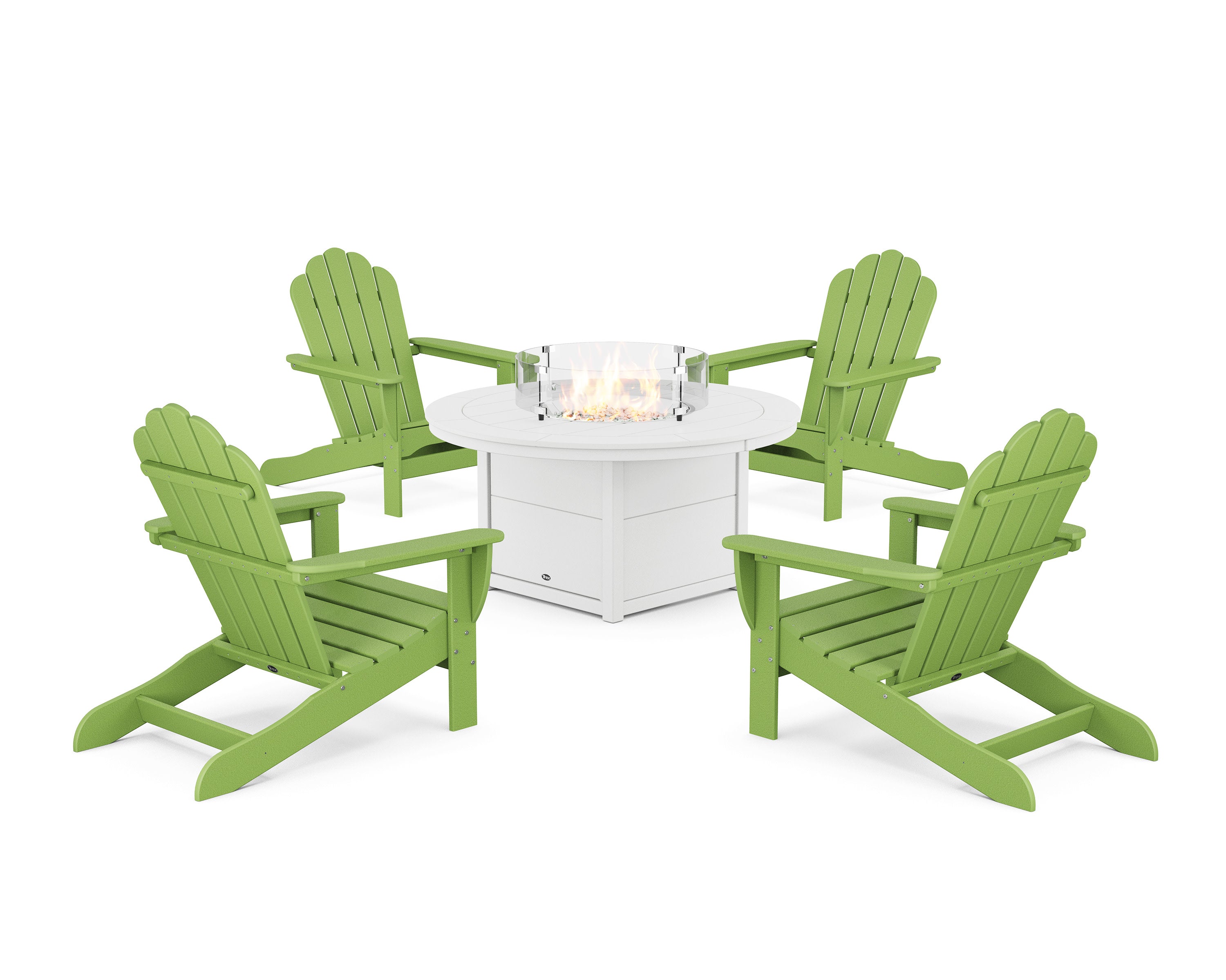 5-Piece Monterey Bay Oversized Adirondack Conversation Set with Fire Pit Table in Lime