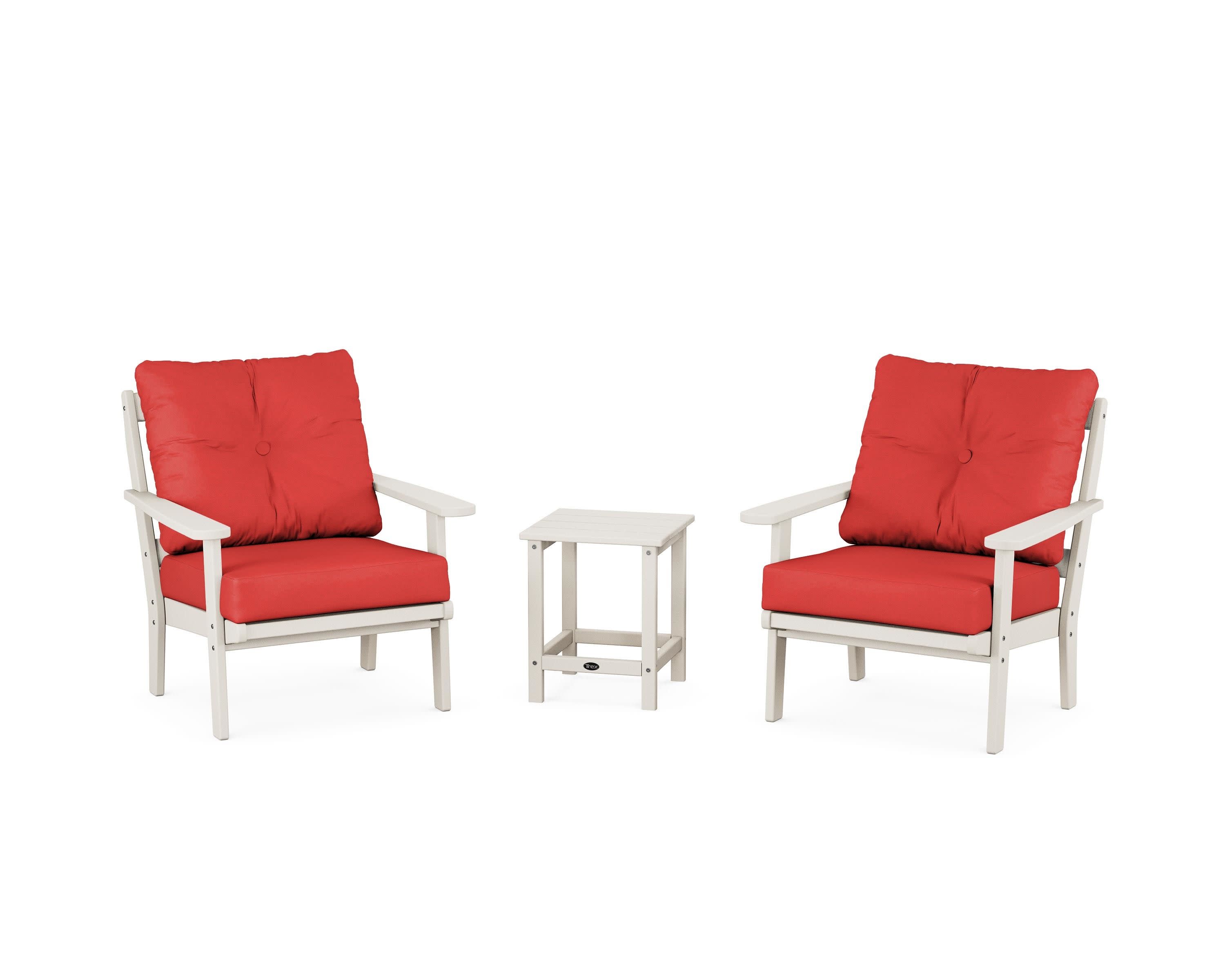 Cape Cod 3-Piece Deep Seating Set in Sand Castle / Crimson Linen