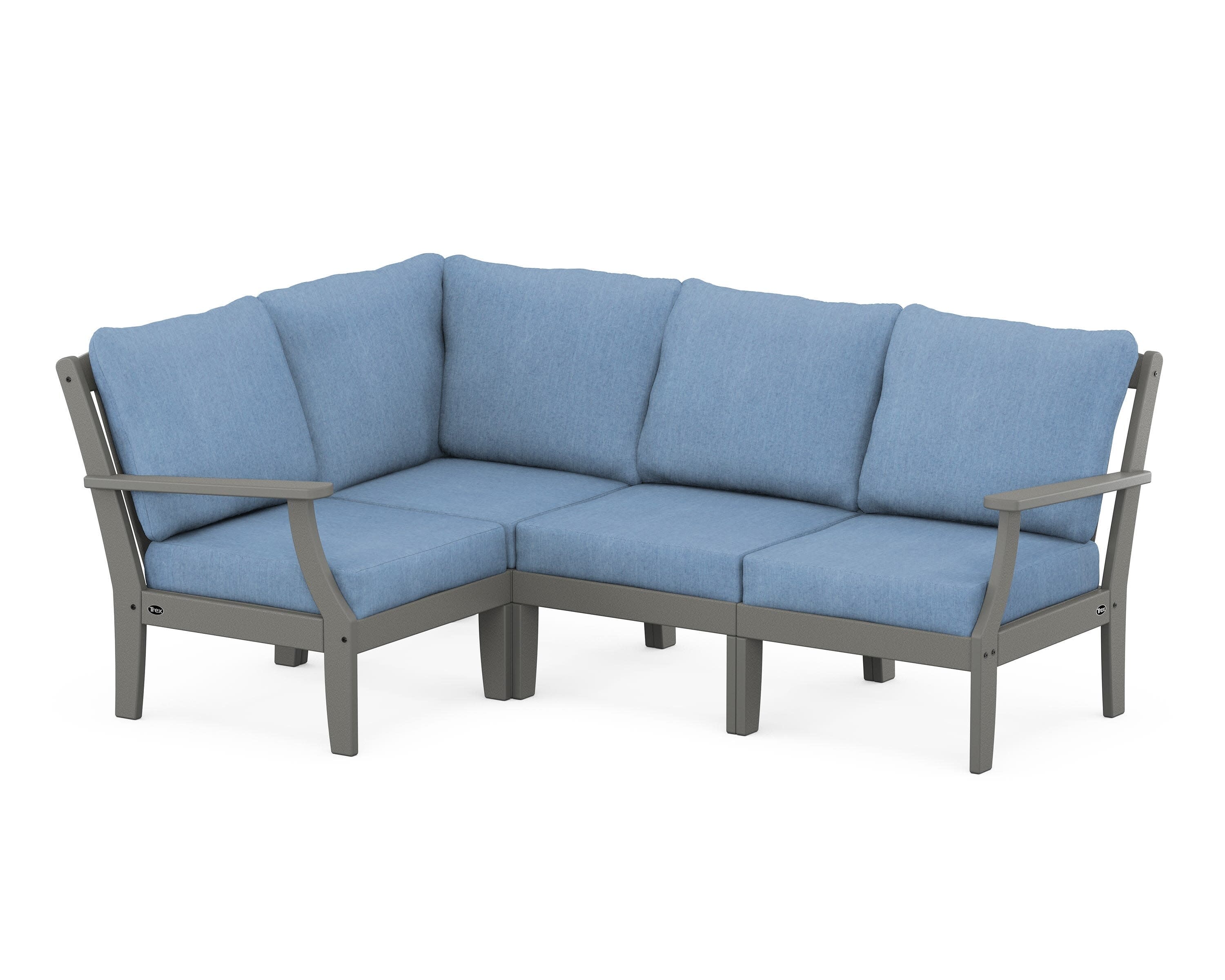 Yacht Club Modular 4-Piece Deep Seating Set in Stepping Stone / Sky Blue