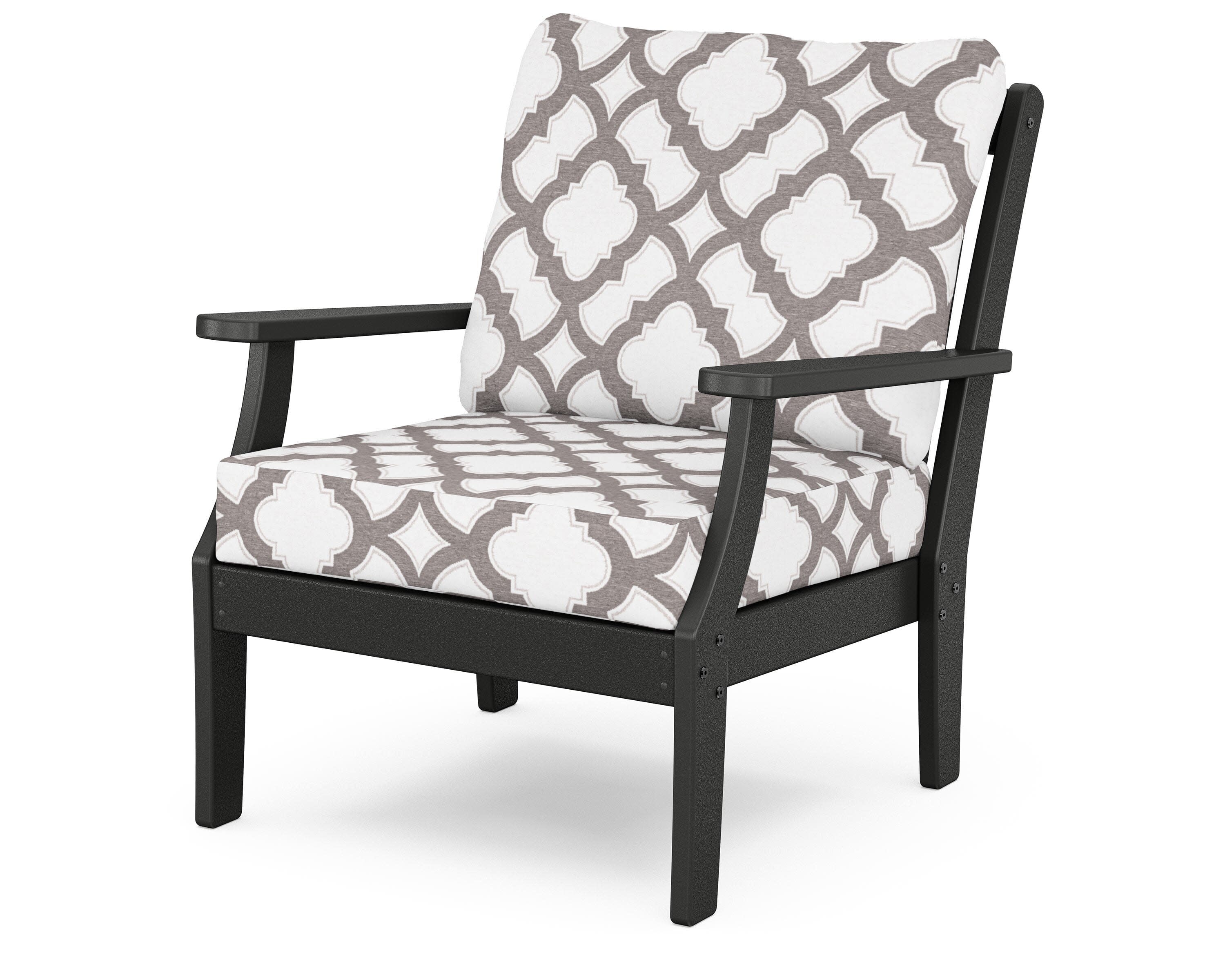 Yacht Club Deep Seating Chair in Charcoal Black / Trellis Grey Mist