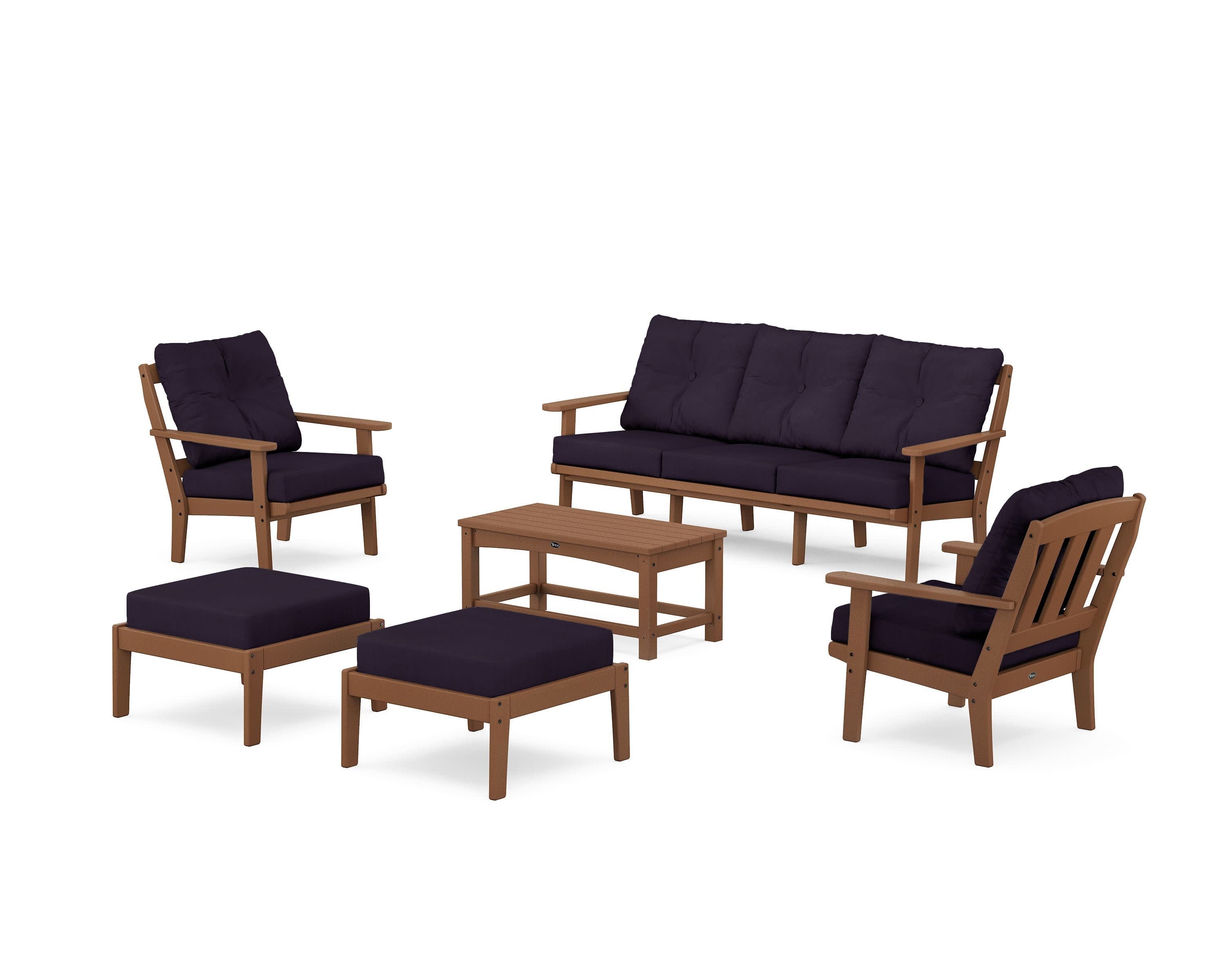 Cape Cod 6-Piece Lounge Sofa Set in Tree House / Navy Linen