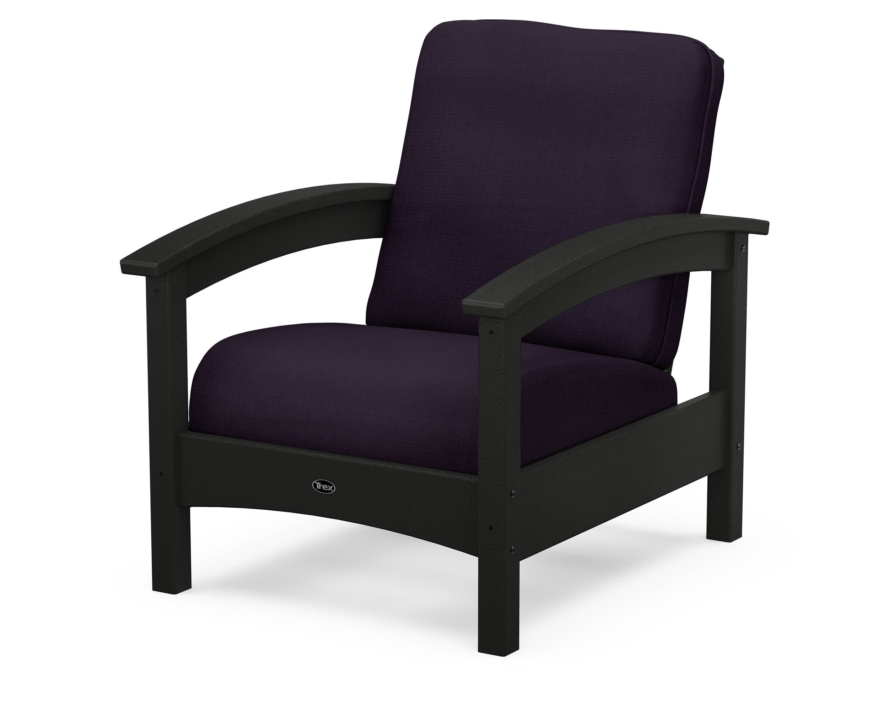 Rockport Club Chair in Charcoal Black / Navy Linen