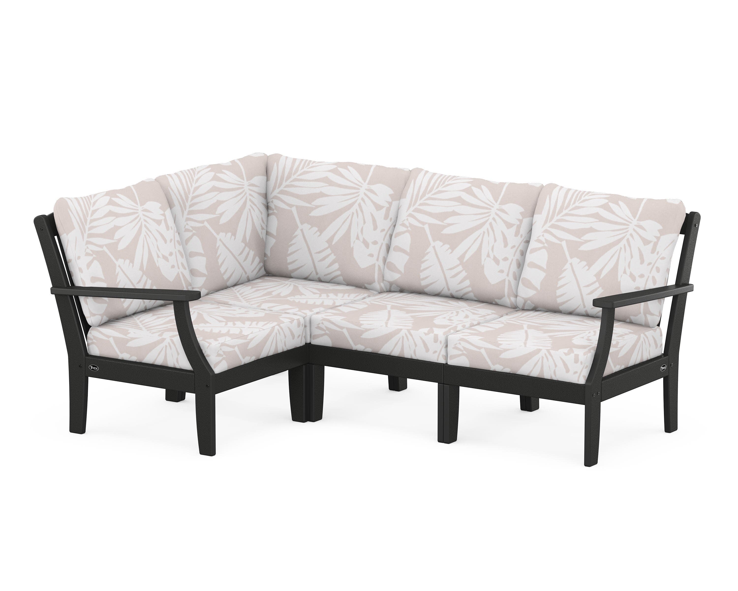 Yacht Club Modular 4-Piece Deep Seating Set in Charcoal Black / Leaf Dune Burlap