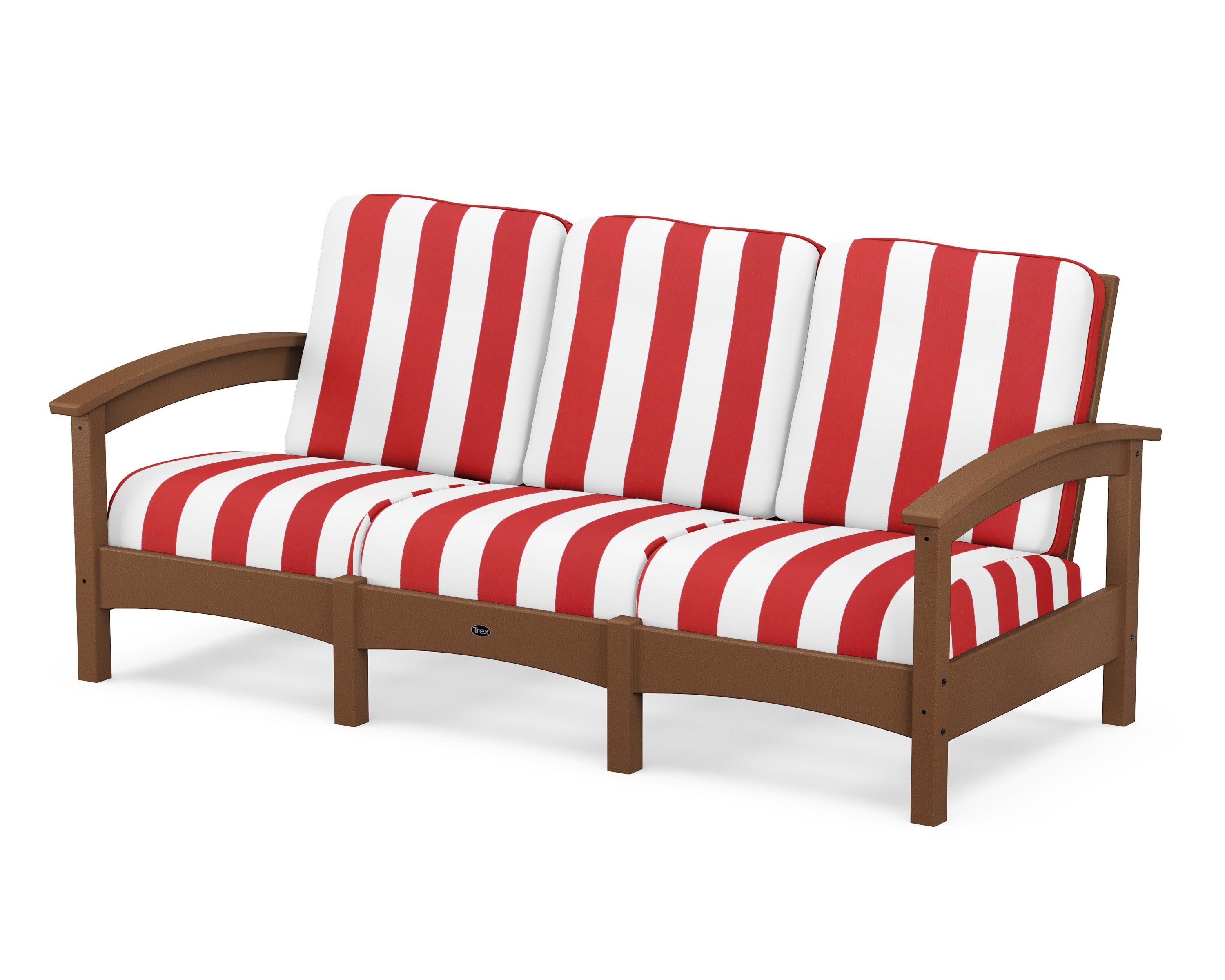 Rockport Club Sofa in Tree House / Cabana Stripe Crimson