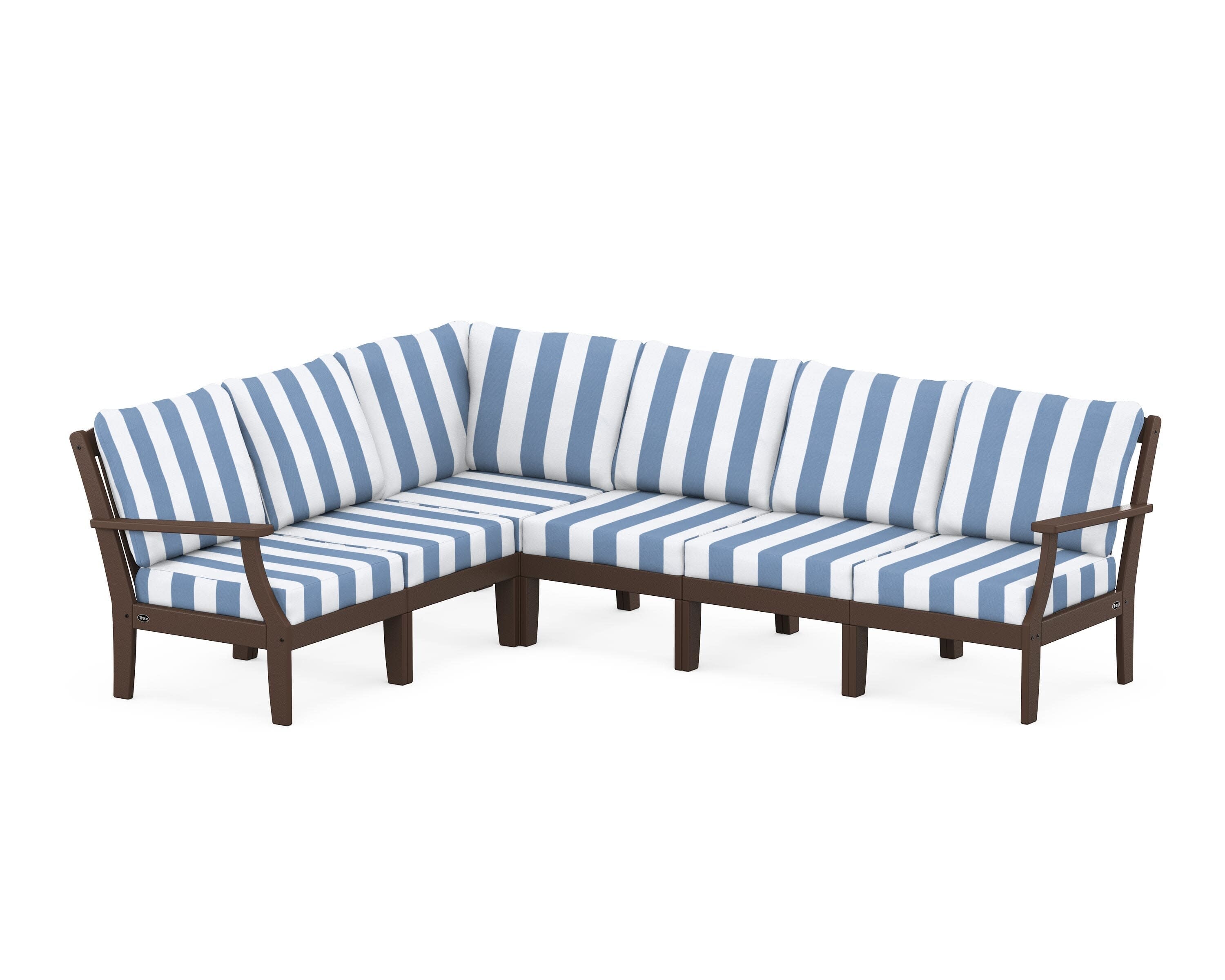Yacht Club Modular 6-Piece Deep Seating Set in Vintage Lantern / Cabana Stripe Sky Blue