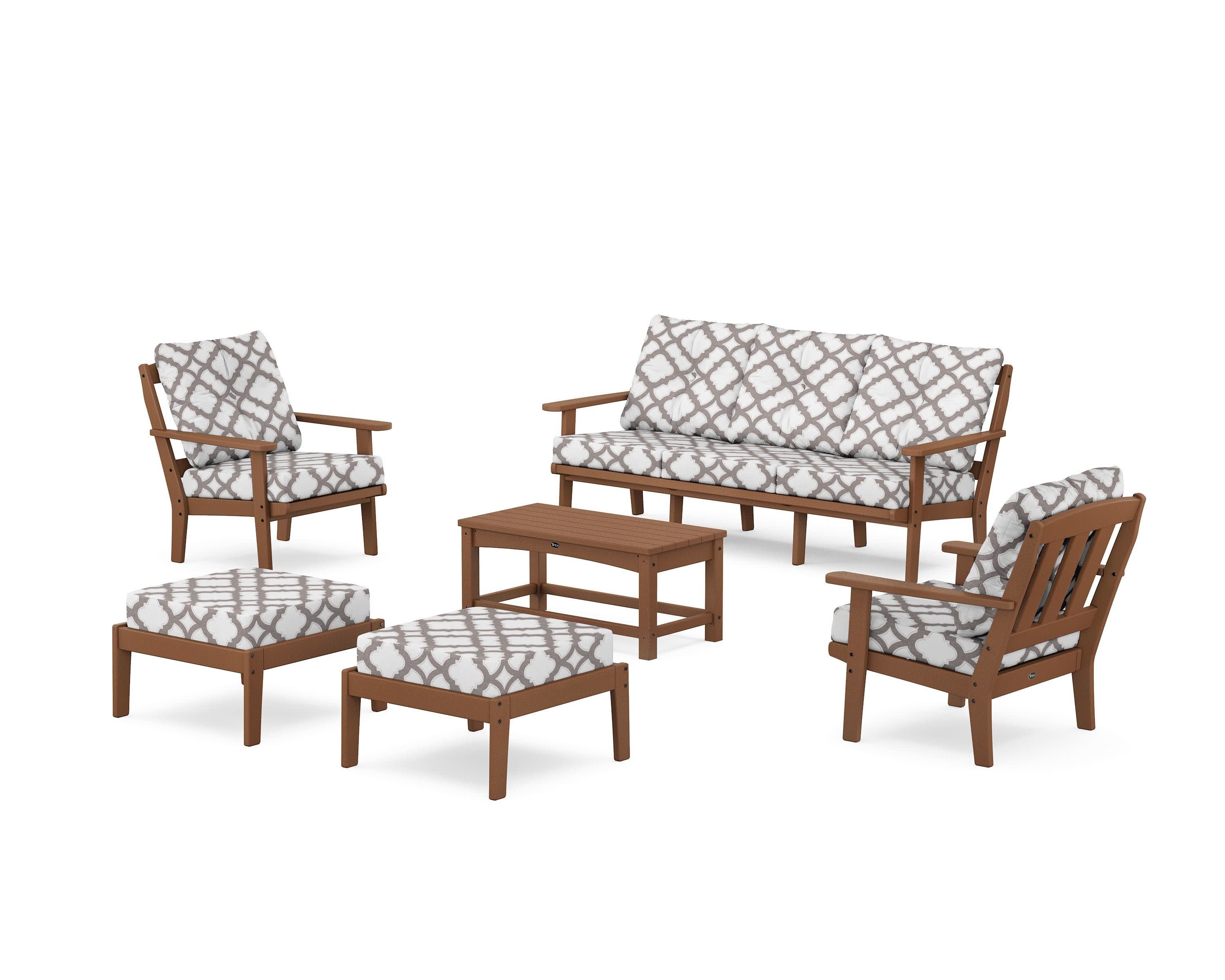 Cape Cod 6-Piece Lounge Sofa Set in Tree House / Trellis Grey Mist