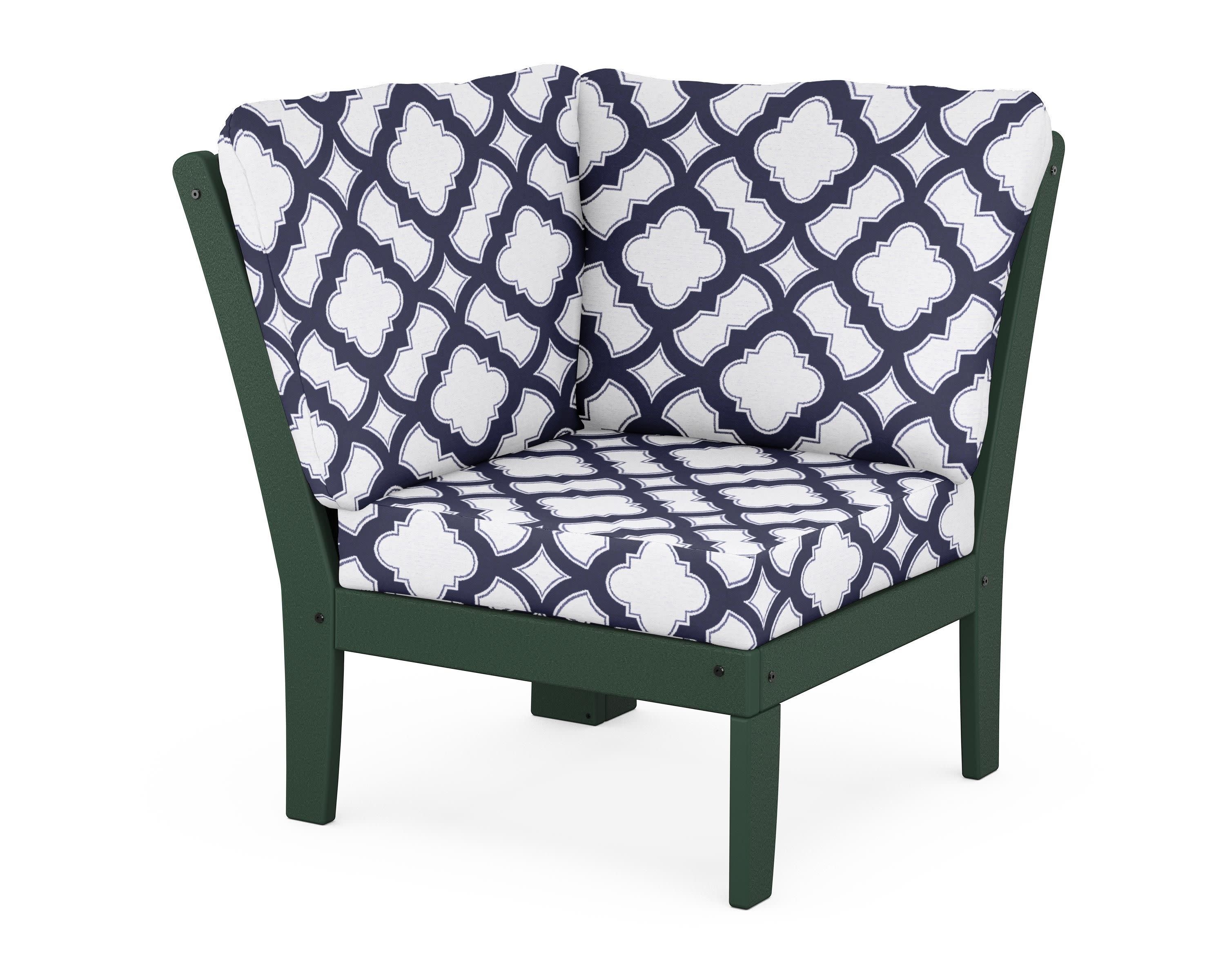 Yacht Club Modular Corner Chair in Rainforest Canopy / Trellis Navy