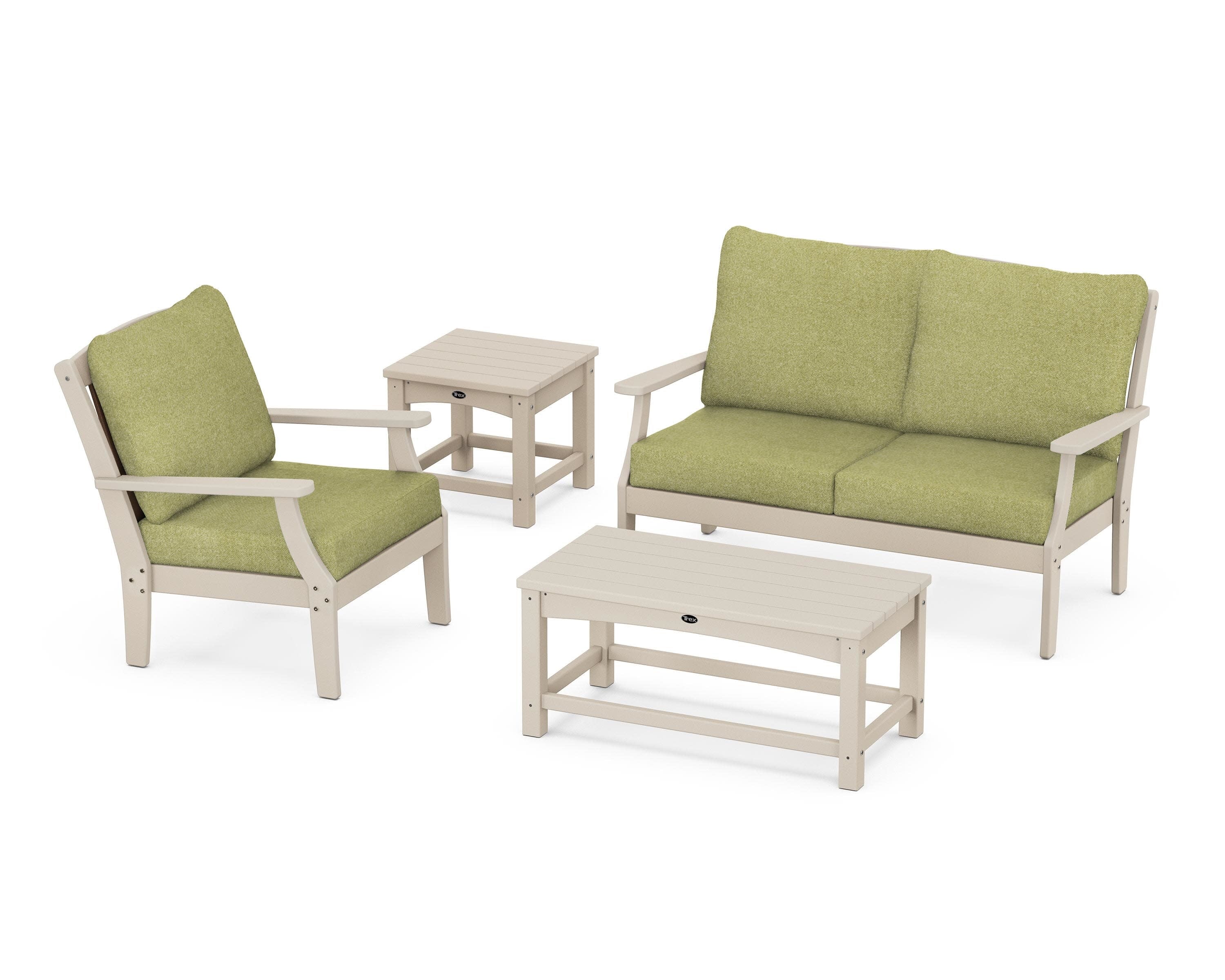 Yacht Club 4-Piece Deep Seating Set in Sand Castle / Chartreuse Boucle