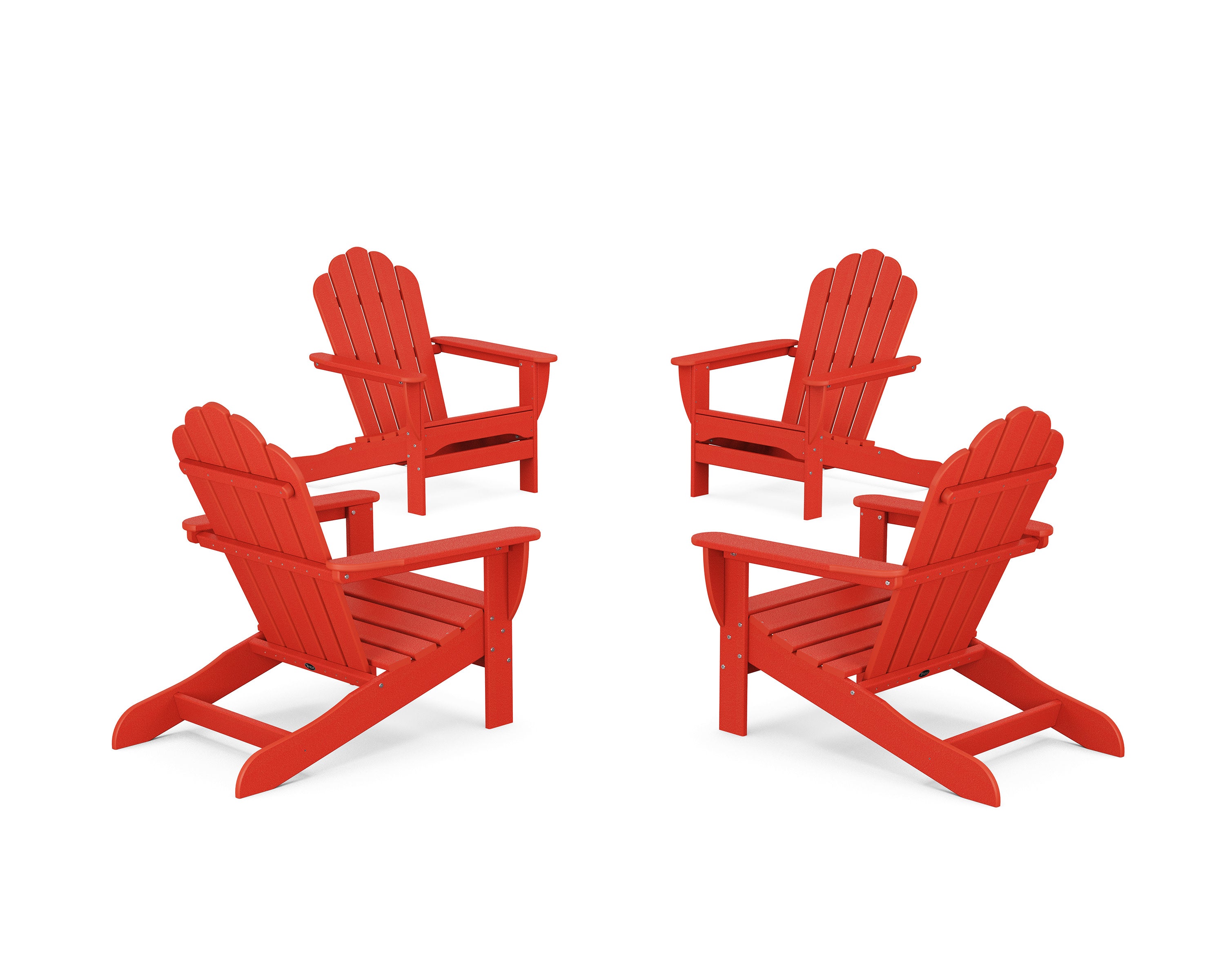 4-Piece Monterey Bay Oversized Adirondack Chair Conversation Set in Sunset Red
