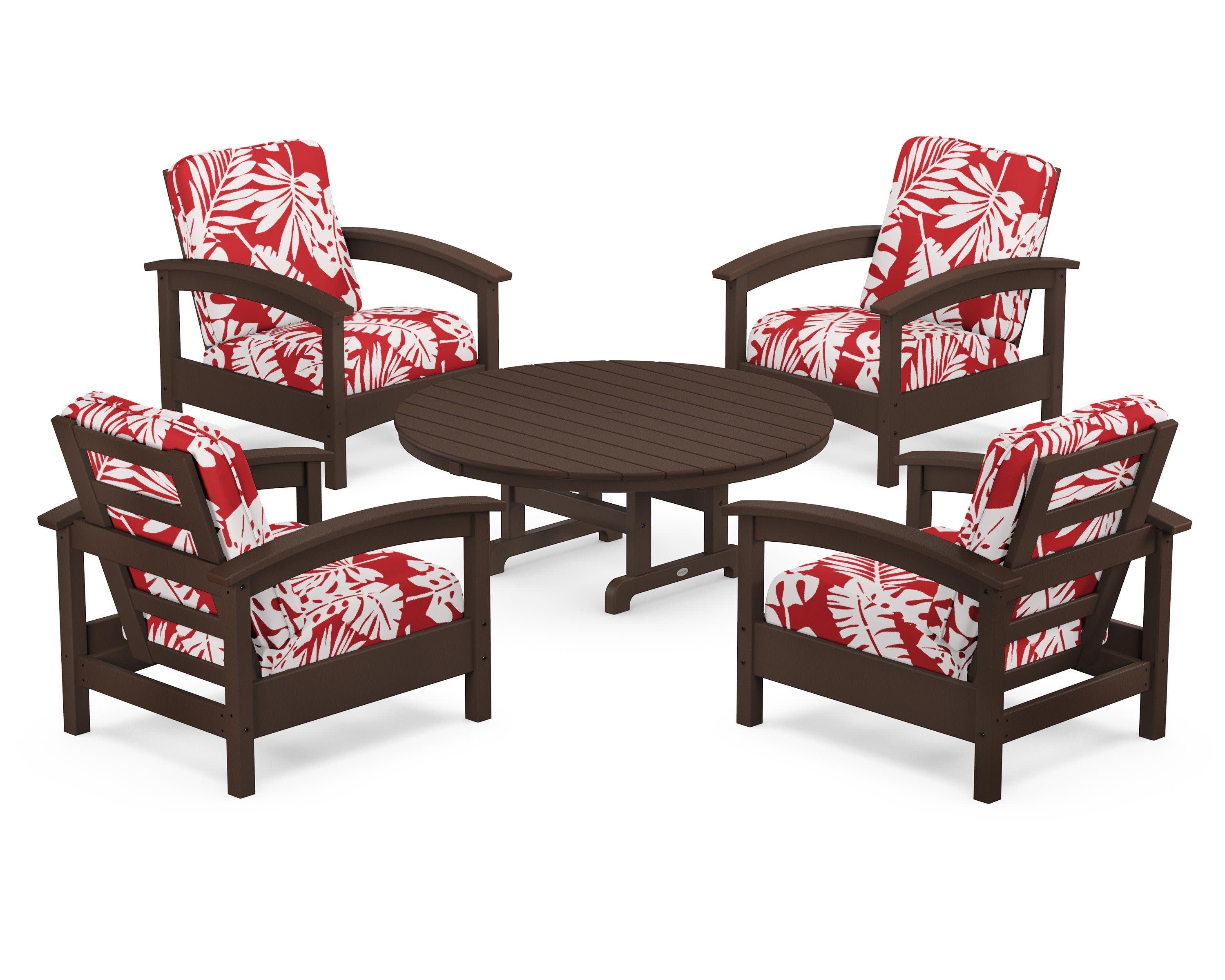 Rockport 5-Piece Deep Seating Set in Vintage Lantern / Leaf Crimson