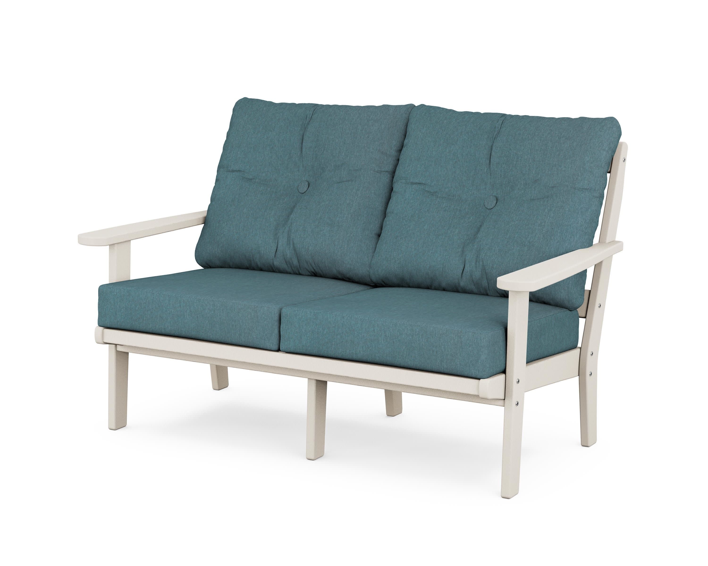 Cape Cod Deep Seating Loveseat in Sand Castle / Ocean Teal