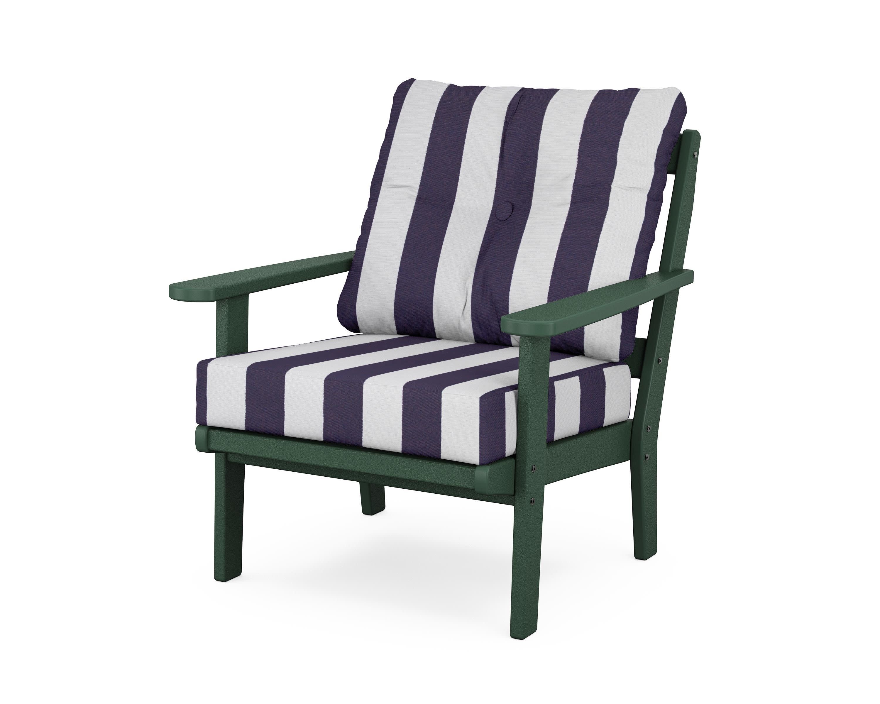 Cape Cod Deep Seating Chair in Rainforest Canopy / Cabana Stripe Navy