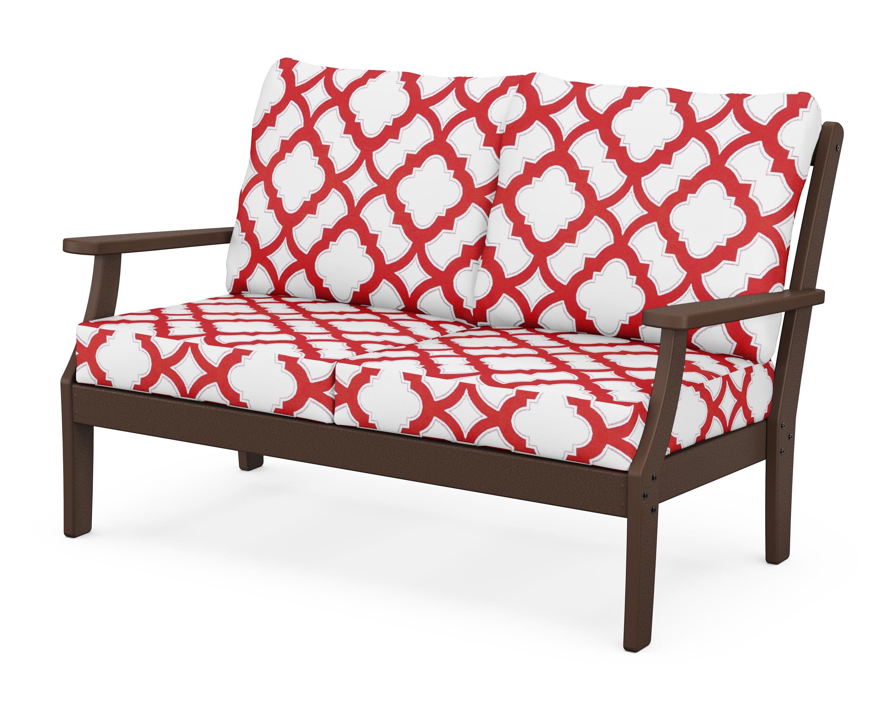 Yacht Club Deep Seating Loveseat in Vintage Lantern / Trellis Crimson