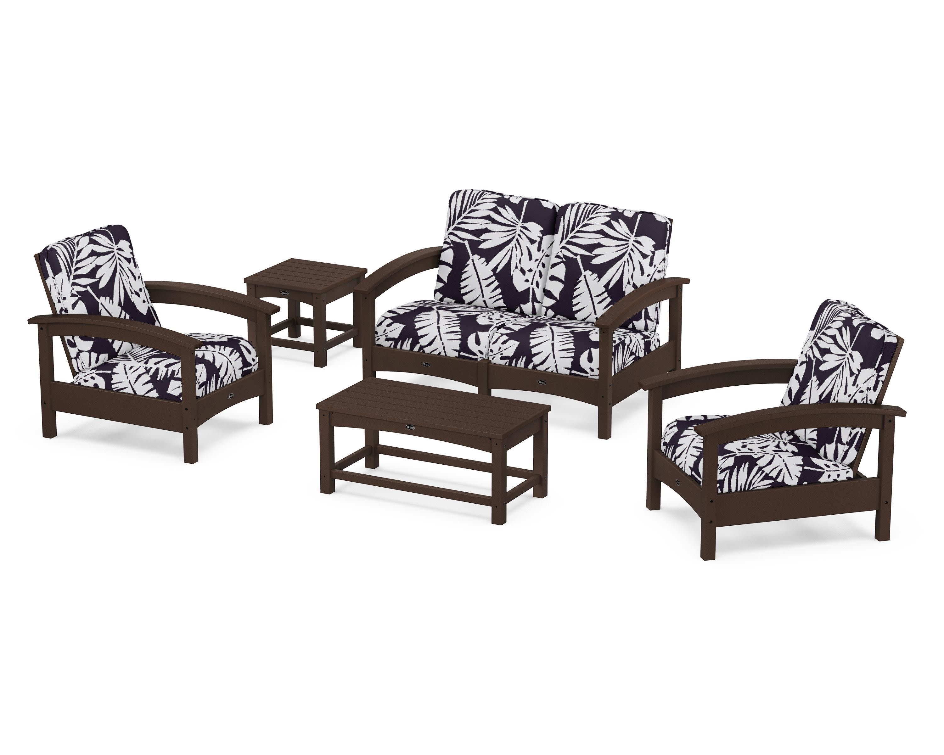 Rockport Club 6-Piece Deep Seating Conversation Set in Vintage Lantern / Leaf Navy