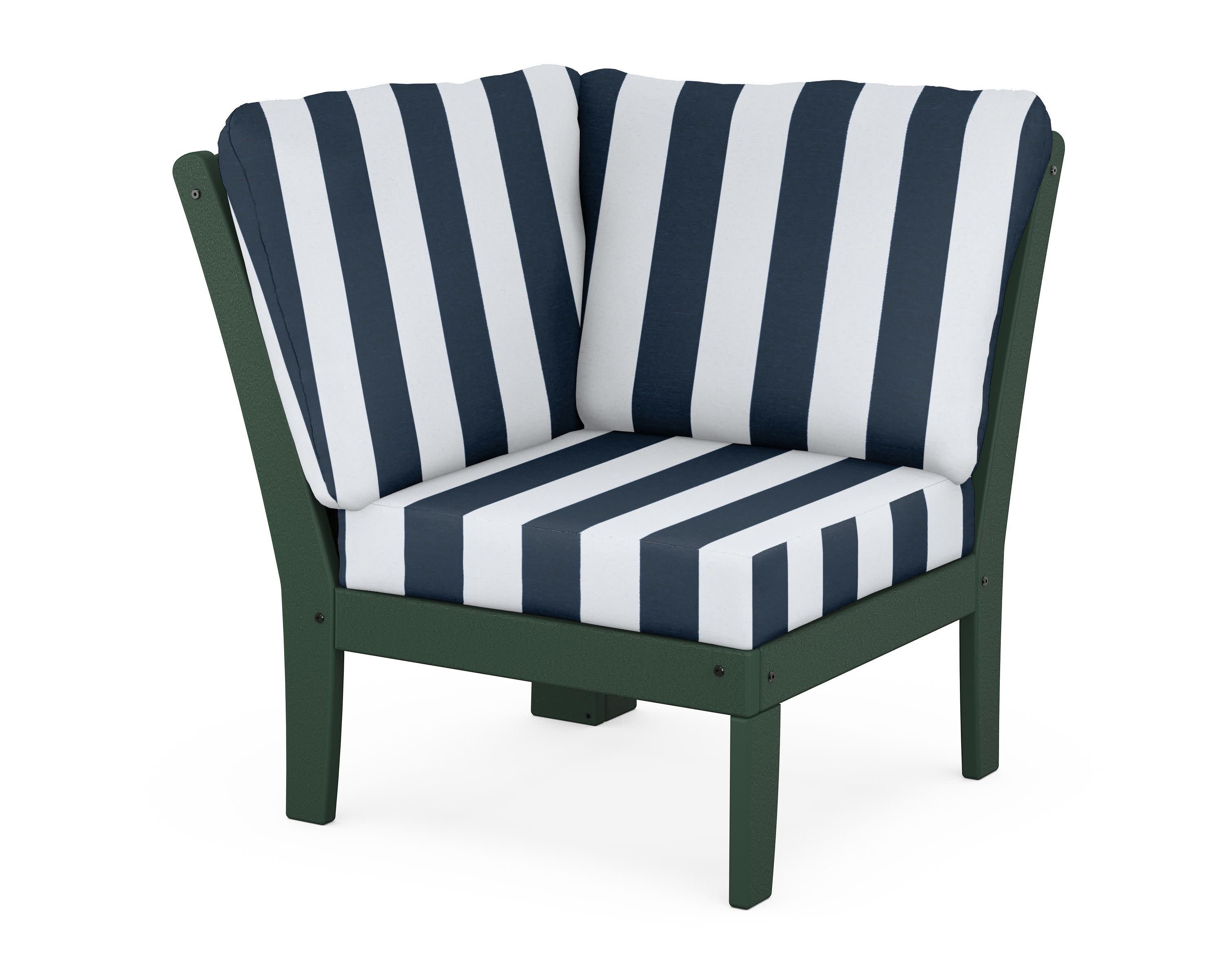 Yacht Club Modular Corner Chair in Rainforest Canopy / Cabana Stripe Marine Indigo
