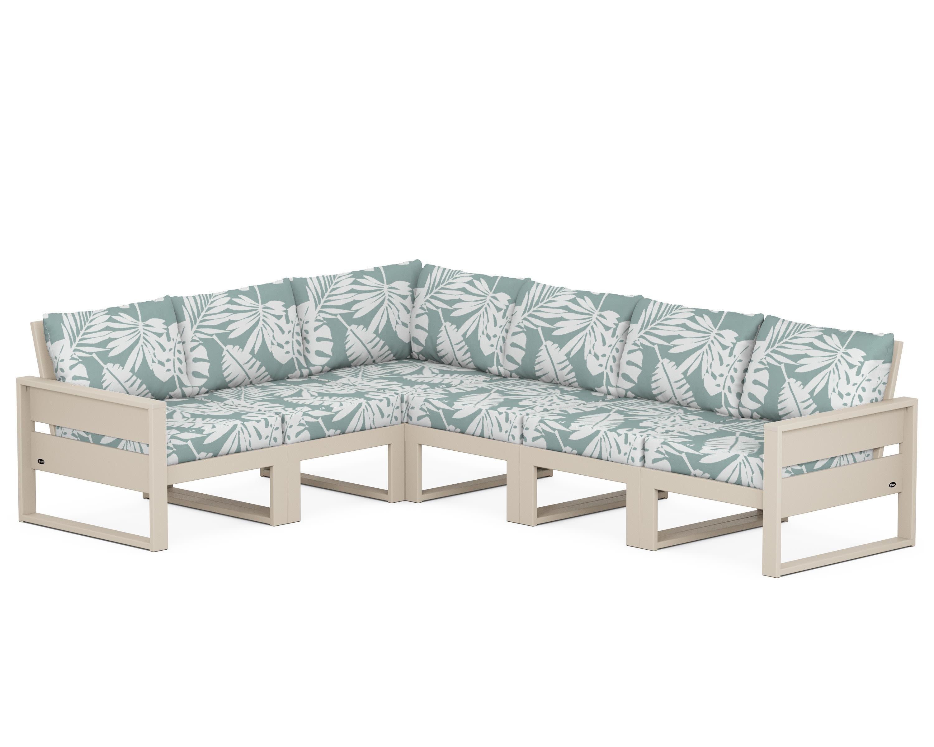 Eastport 6-Piece Sectional in Sand Castle / Leaf Glacier Spa