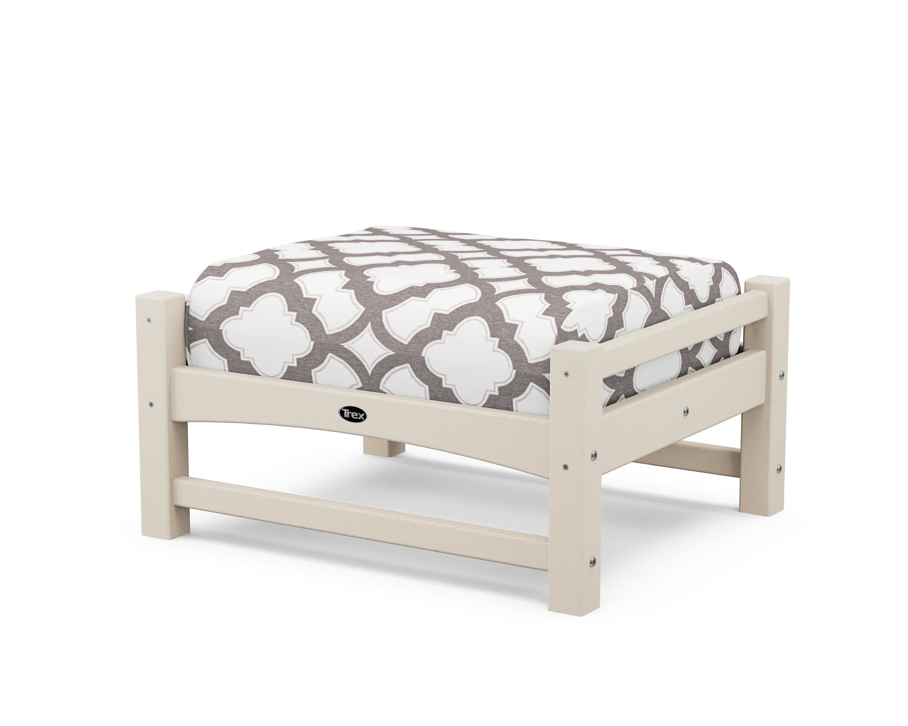 Rockport Club Ottoman in Sand Castle / Trellis Grey Mist