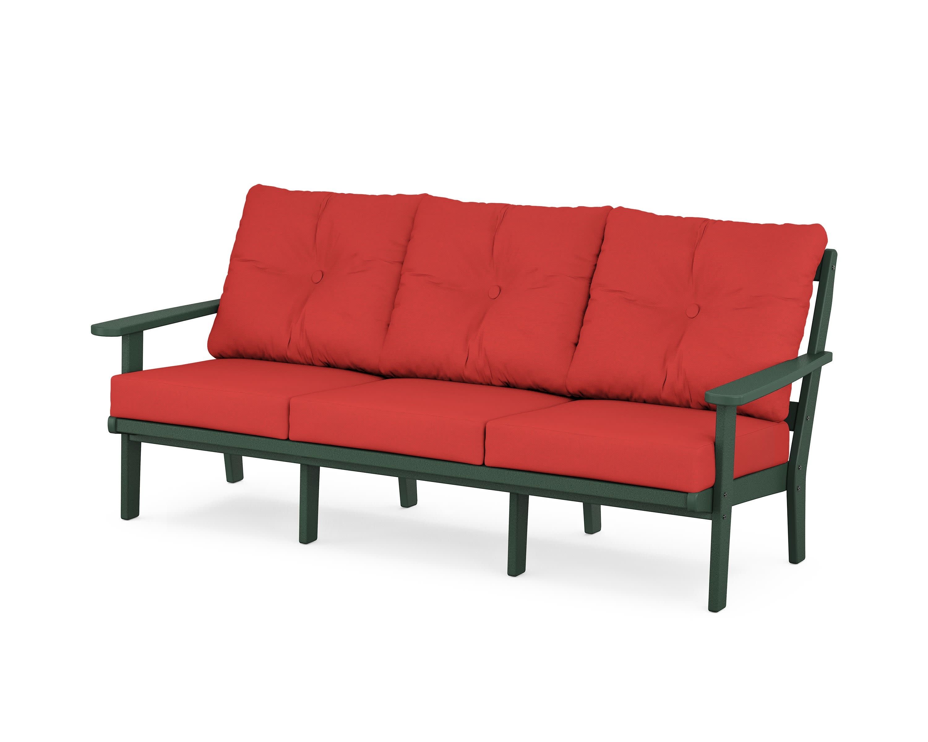 Cape Cod Deep Seating Sofa in Rainforest Canopy / Crimson Linen