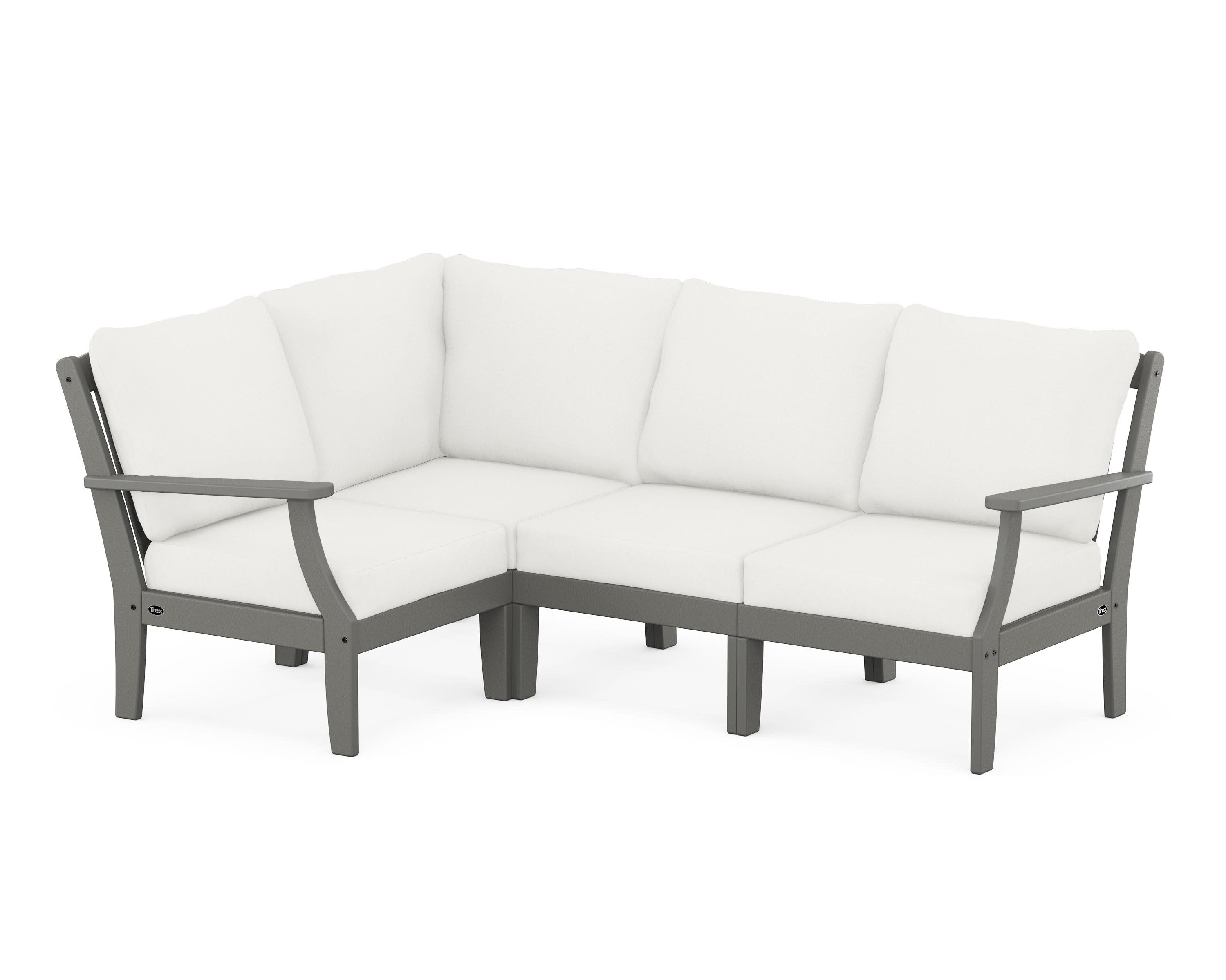 Yacht Club Modular 4-Piece Deep Seating Set in Stepping Stone / Natural Linen