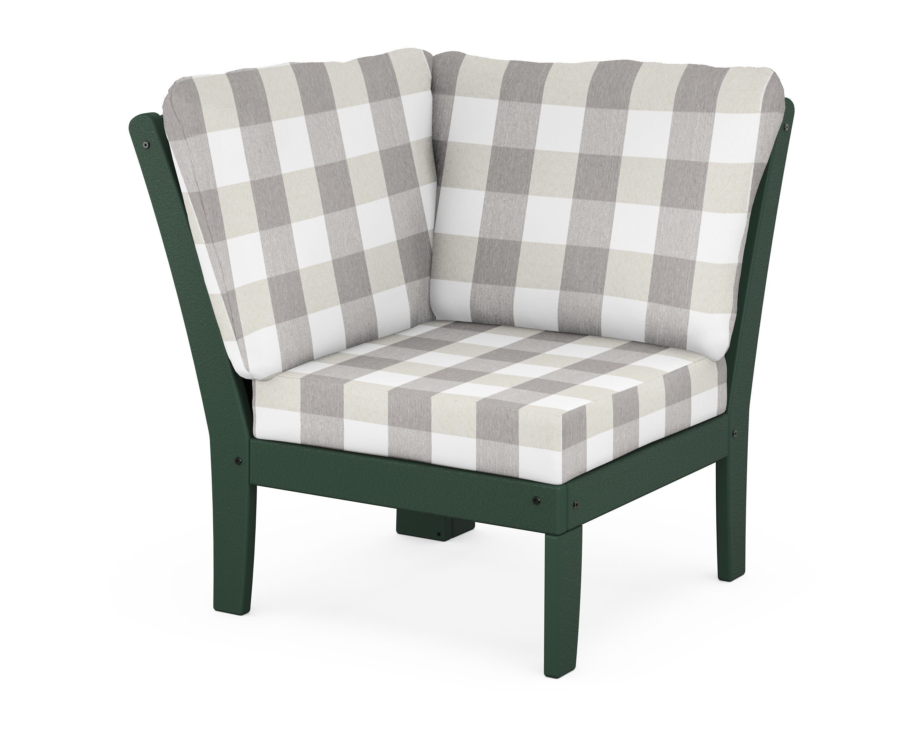 Yacht Club Modular Corner Chair in Rainforest Canopy / Buffalo Plaid Grey Mist