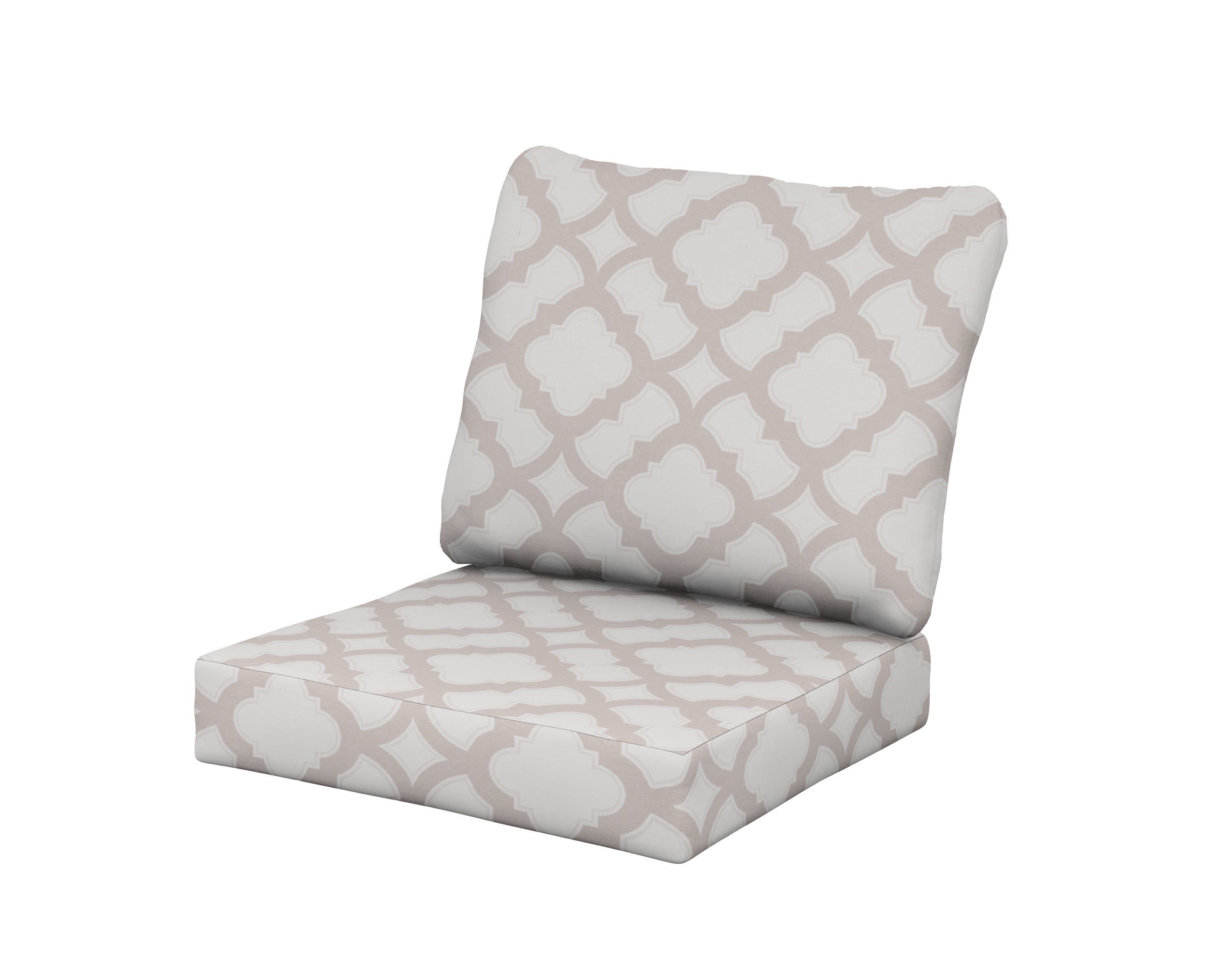 Baffle Seat/Back Cushion in Trellis Dune Burlap